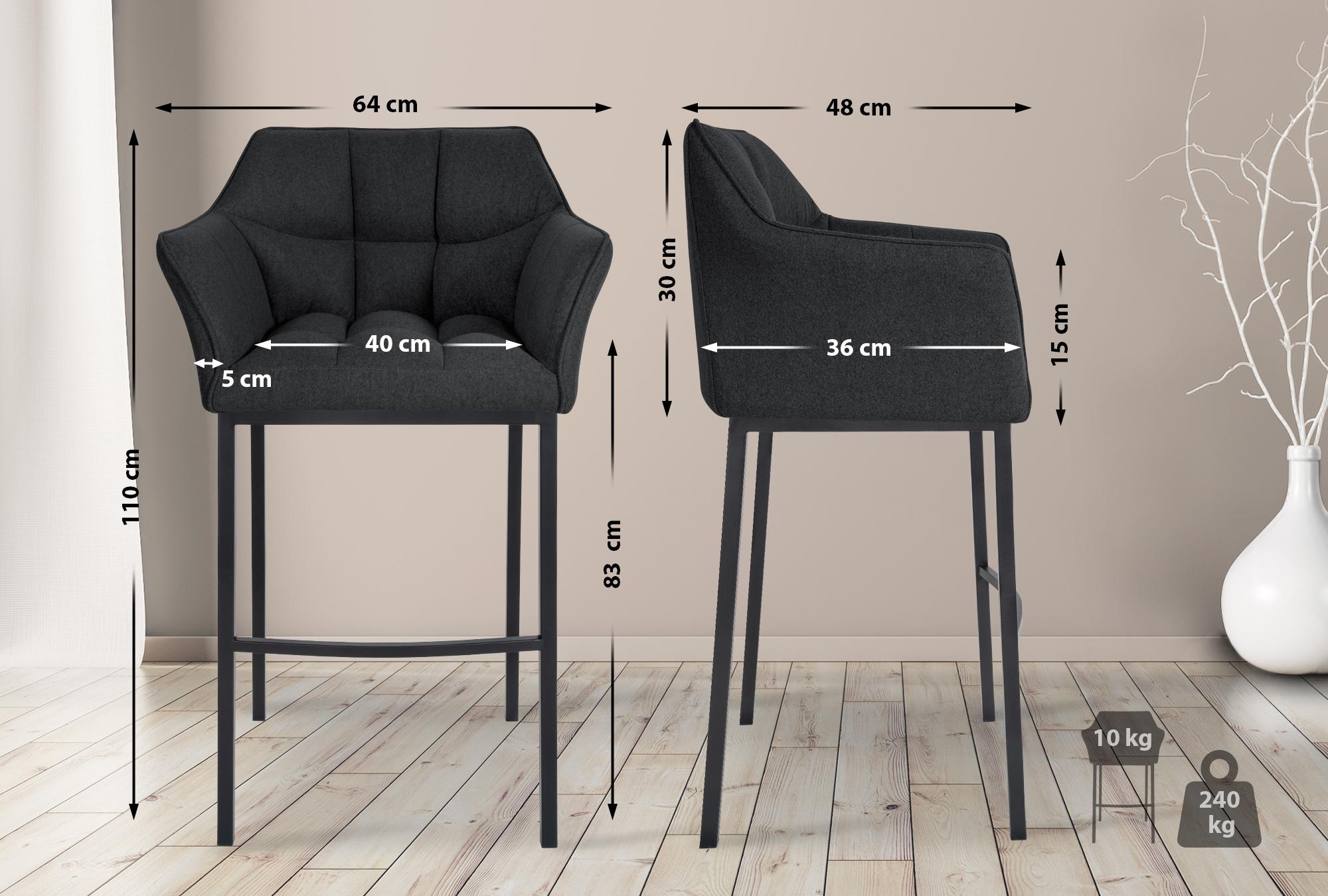 Taburete de Bar Damaso con Fieltro y Base de Cuatro Patas