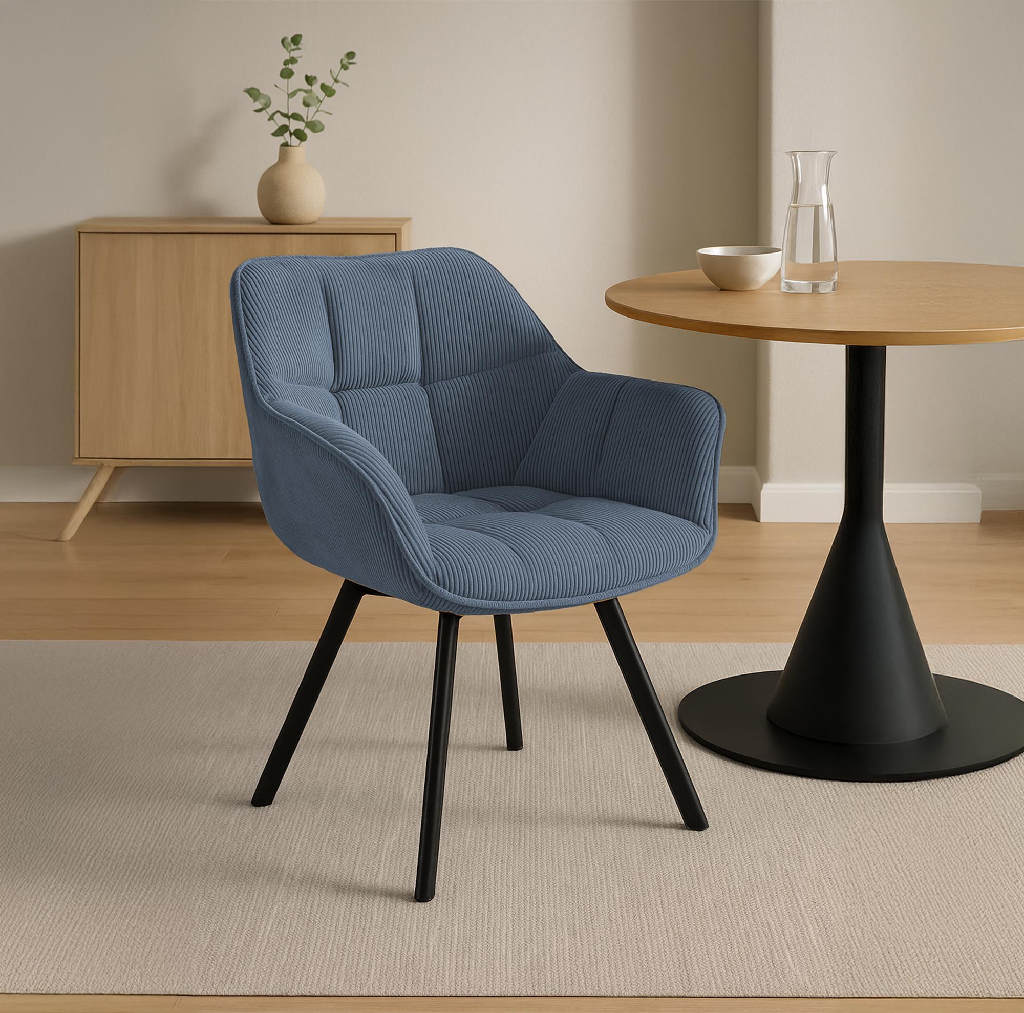 Silla de comedor Jordi con tapizado de pana