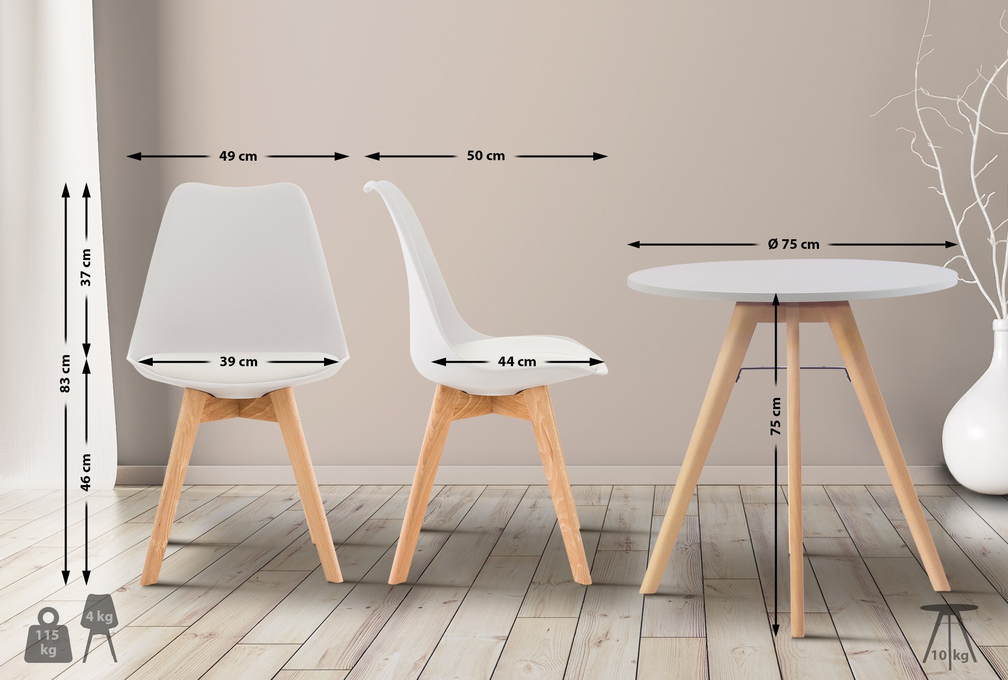Juego de comedor Livik Ø 75 cm
