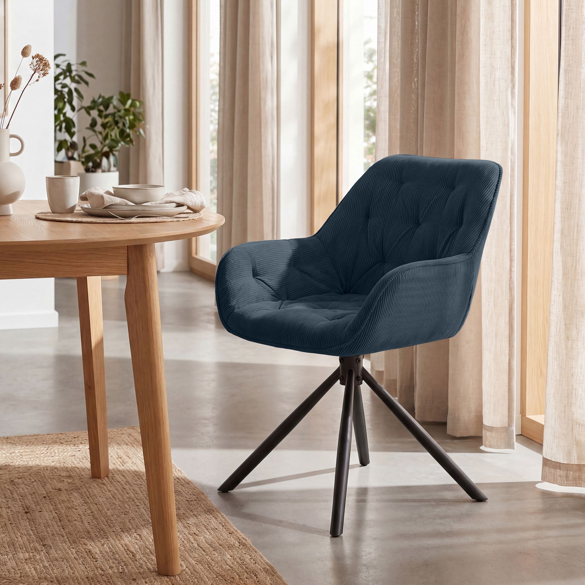 Silla de comedor Rimio de pana