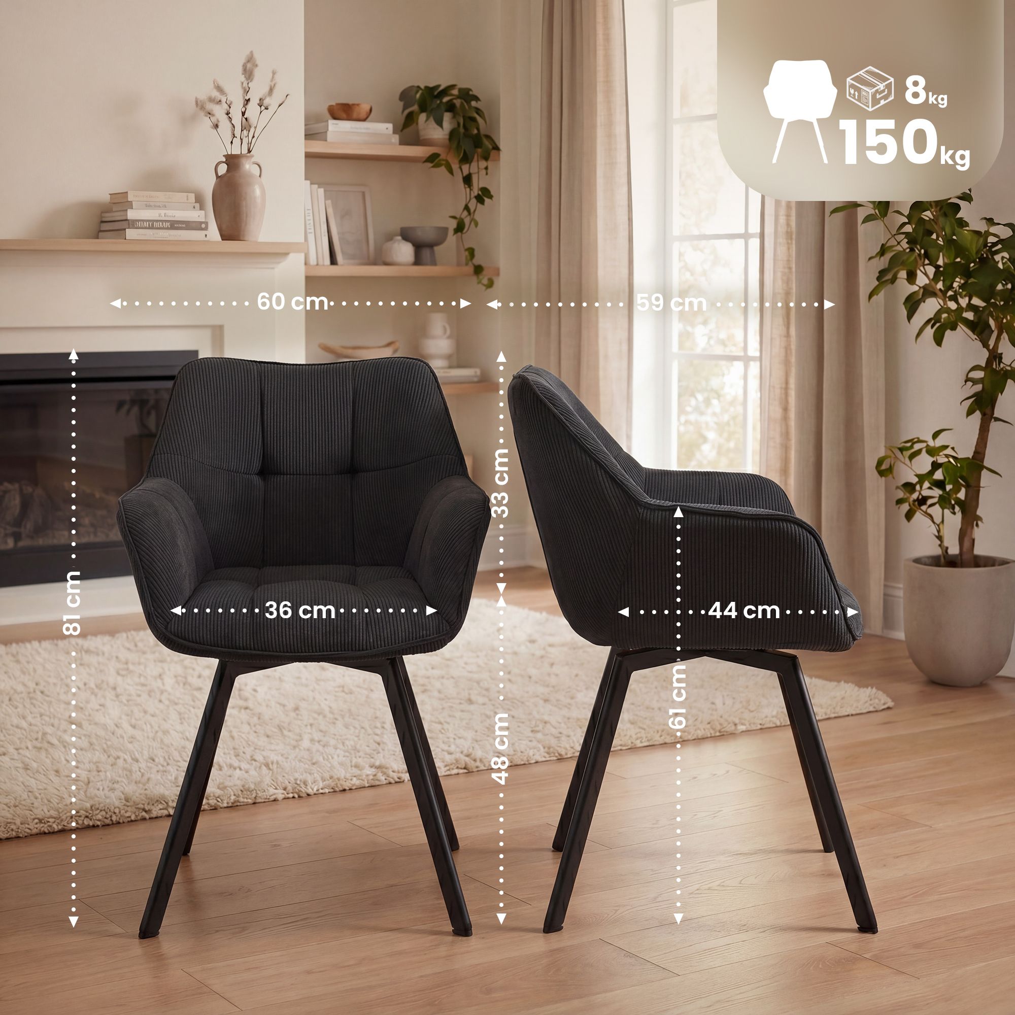 Silla de comedor Jordi Cord