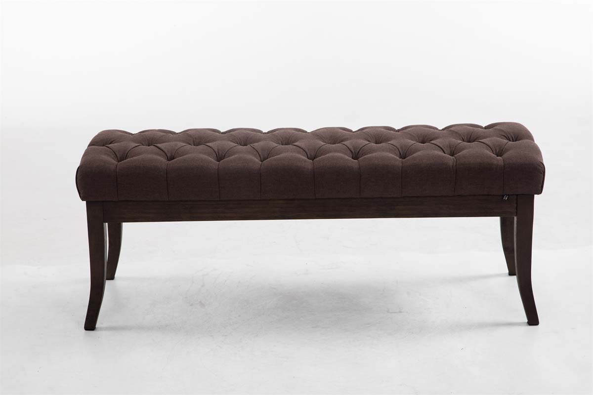 Taburete Recibidor Ramses En Tela & Madera Oscura