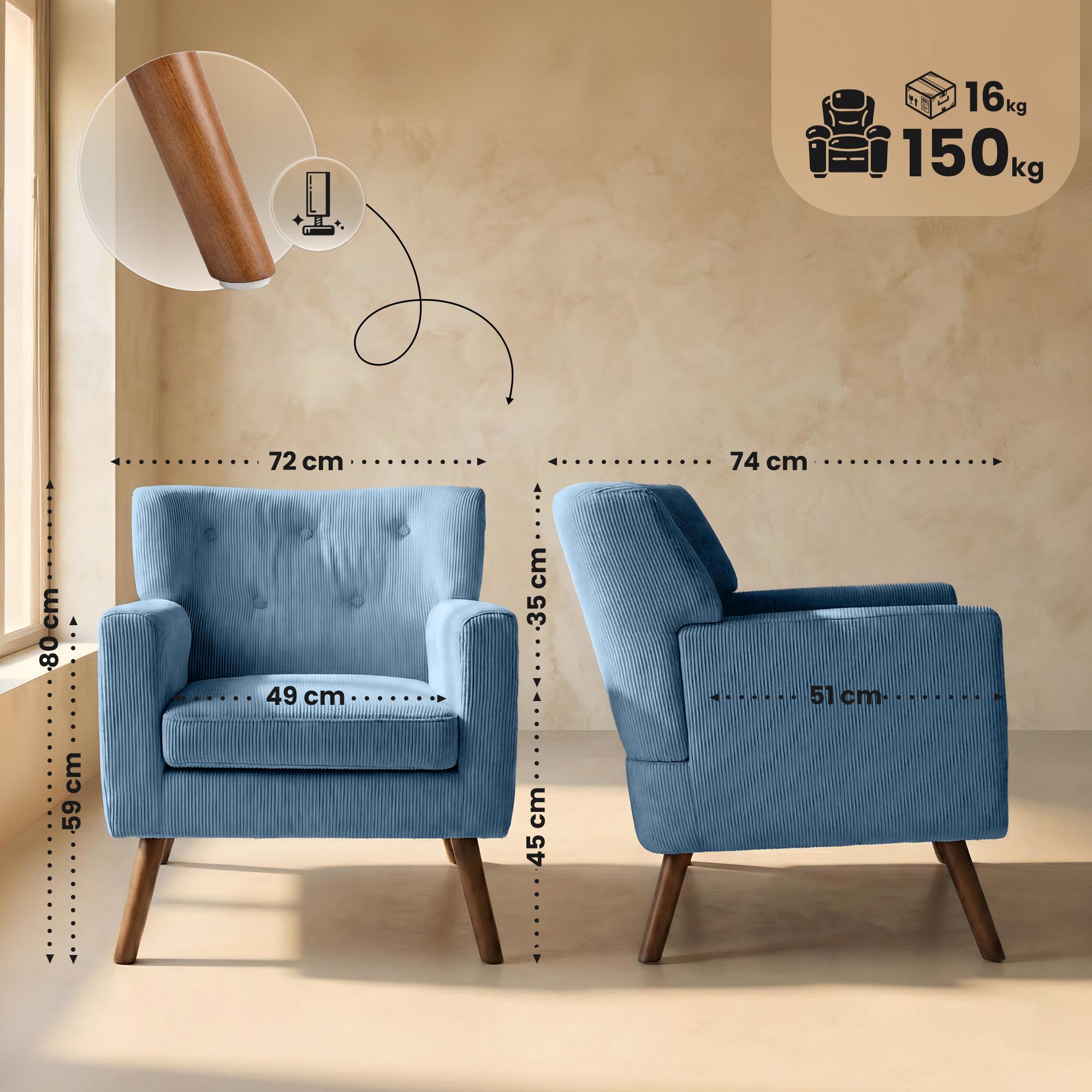 Sillon Kioni tapizado en pana