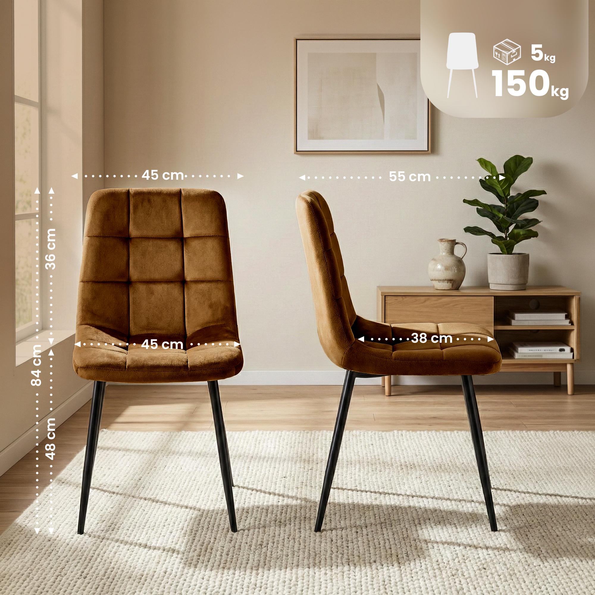 Silla de comedor Antibes tapizada en terciopelo
