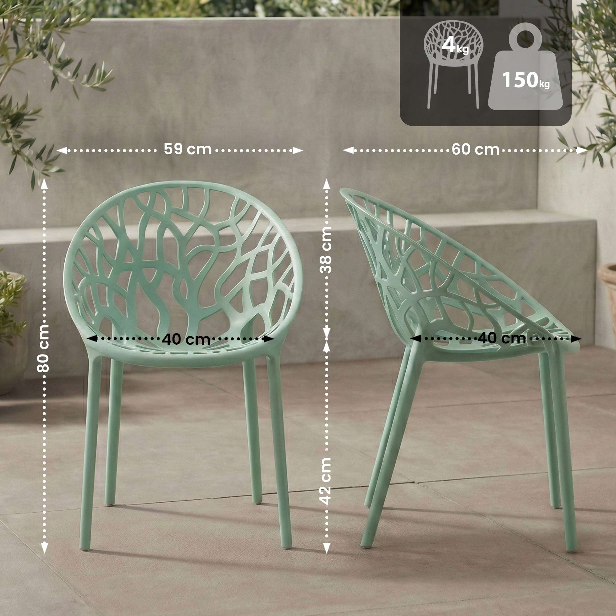 Set de 4 Sillas de Jardín Hope