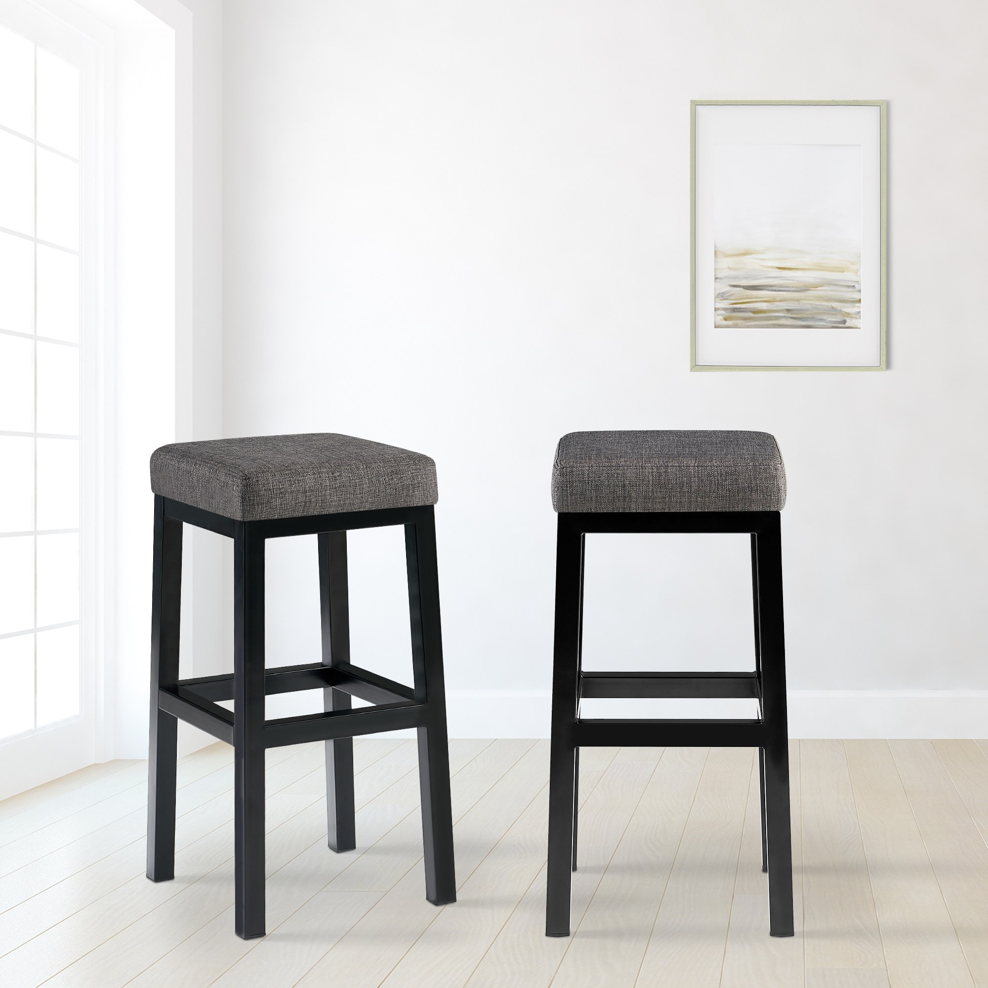 Taburete de bar Taylor Funda de tela Altura del asiento 78 cm Estructura de metal negro