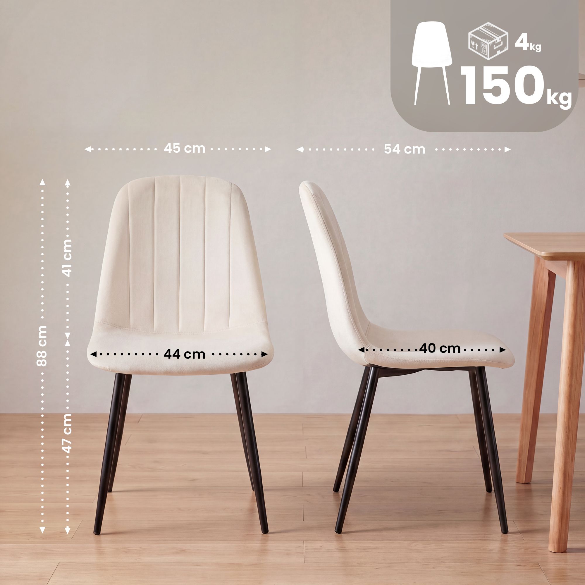 Juego de 4 sillas de comedor Baxter de terciopelo