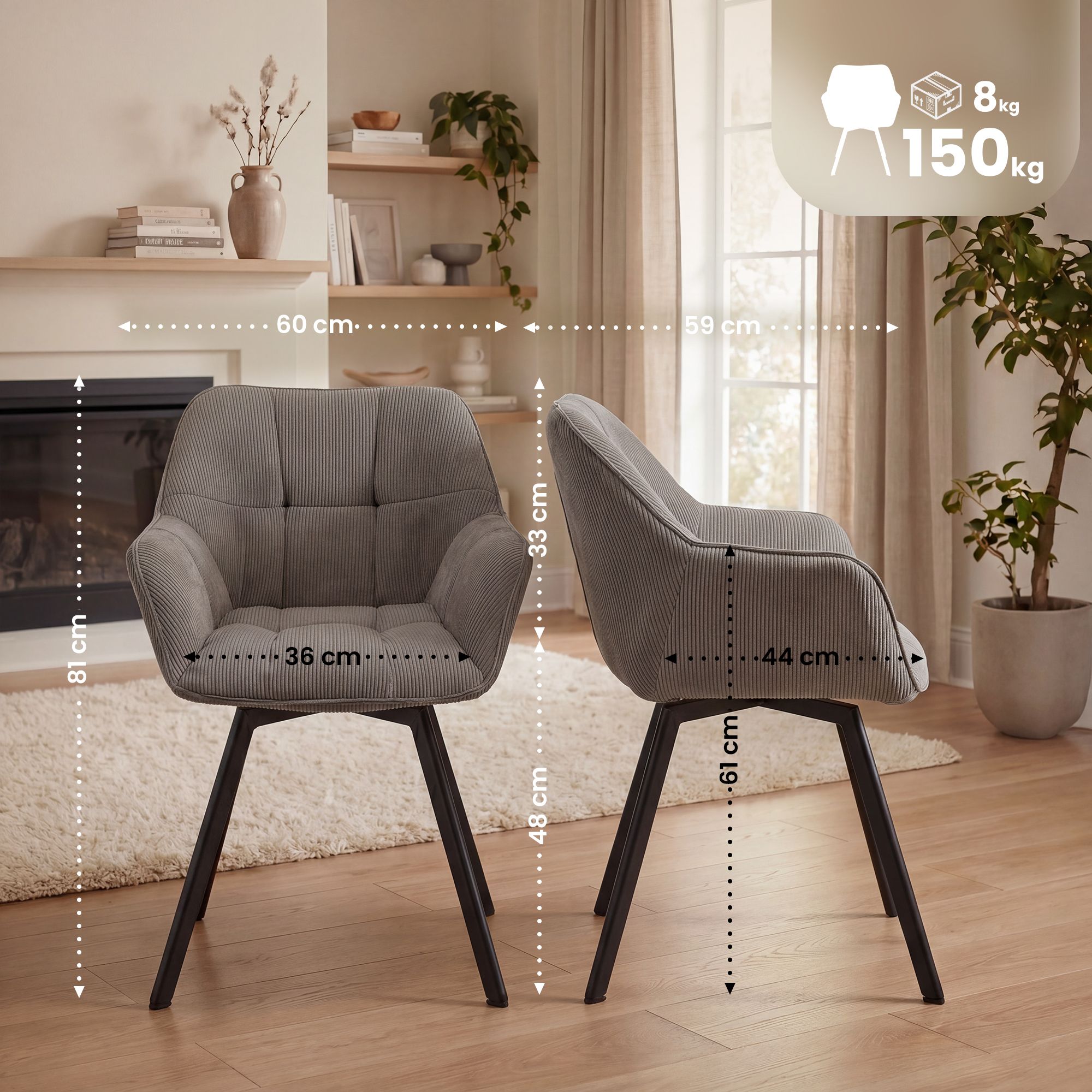 Silla de comedor Jordi Cord