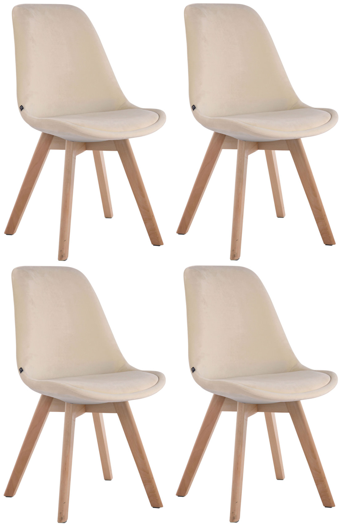 Set de 4 sillas de comedor Borneo tapizadas en terciopelo