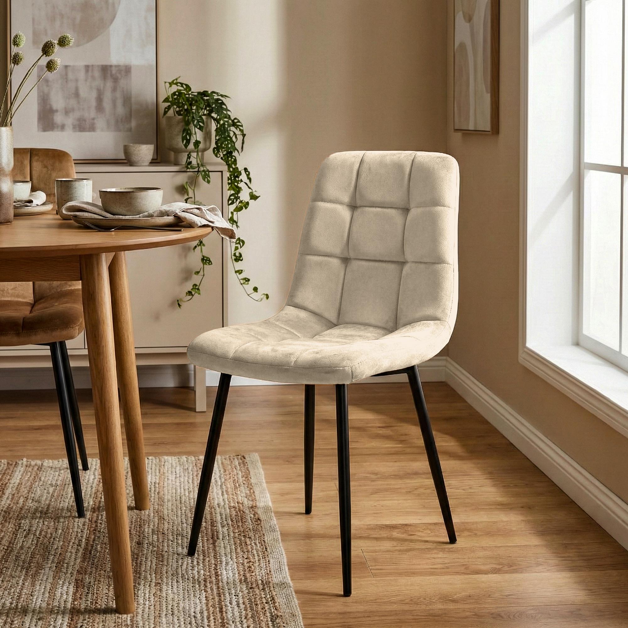 Silla de comedor Antibes tapizada en terciopelo