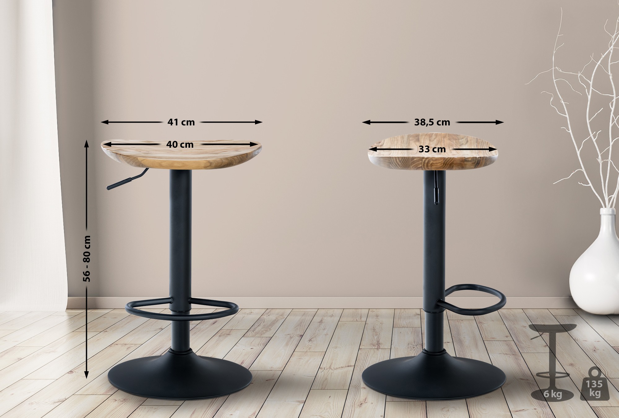 Taburete de bar Eskelde con base metálica