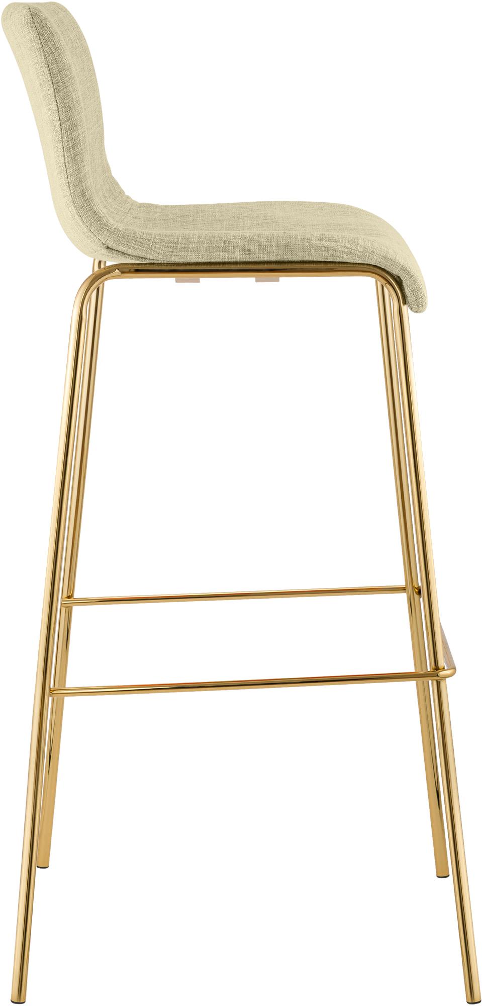 Set de 2 Taburetes de Bar Hover de Tela con Estructura de Cuatro Patas Dorada