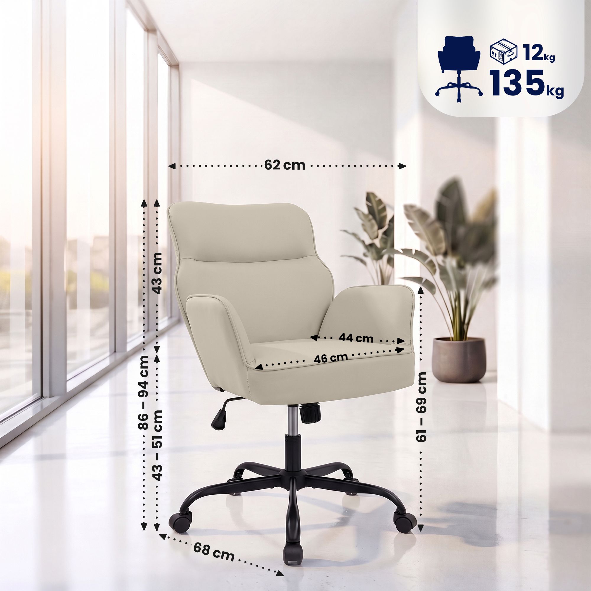 Silla de oficina Amado en piel sintética
