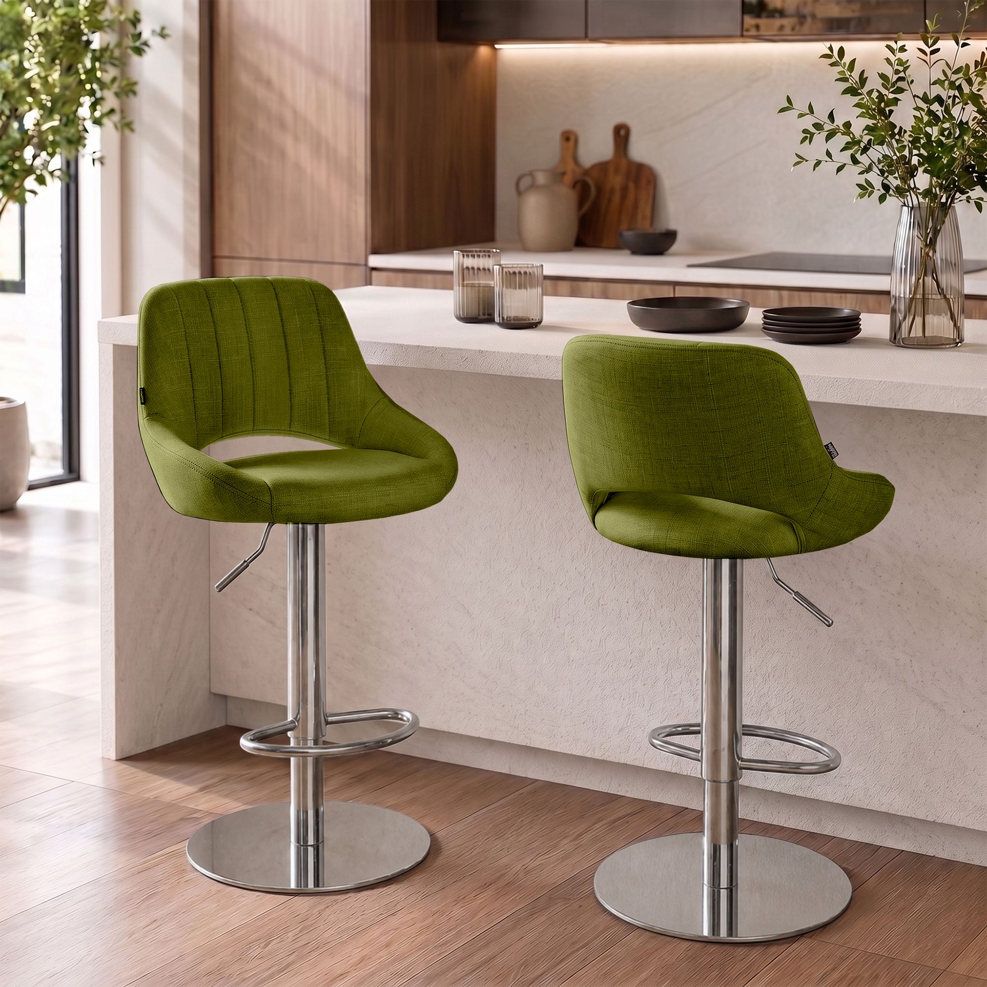 Set de 2 taburetes de bar Milet cromados con base extra pesada