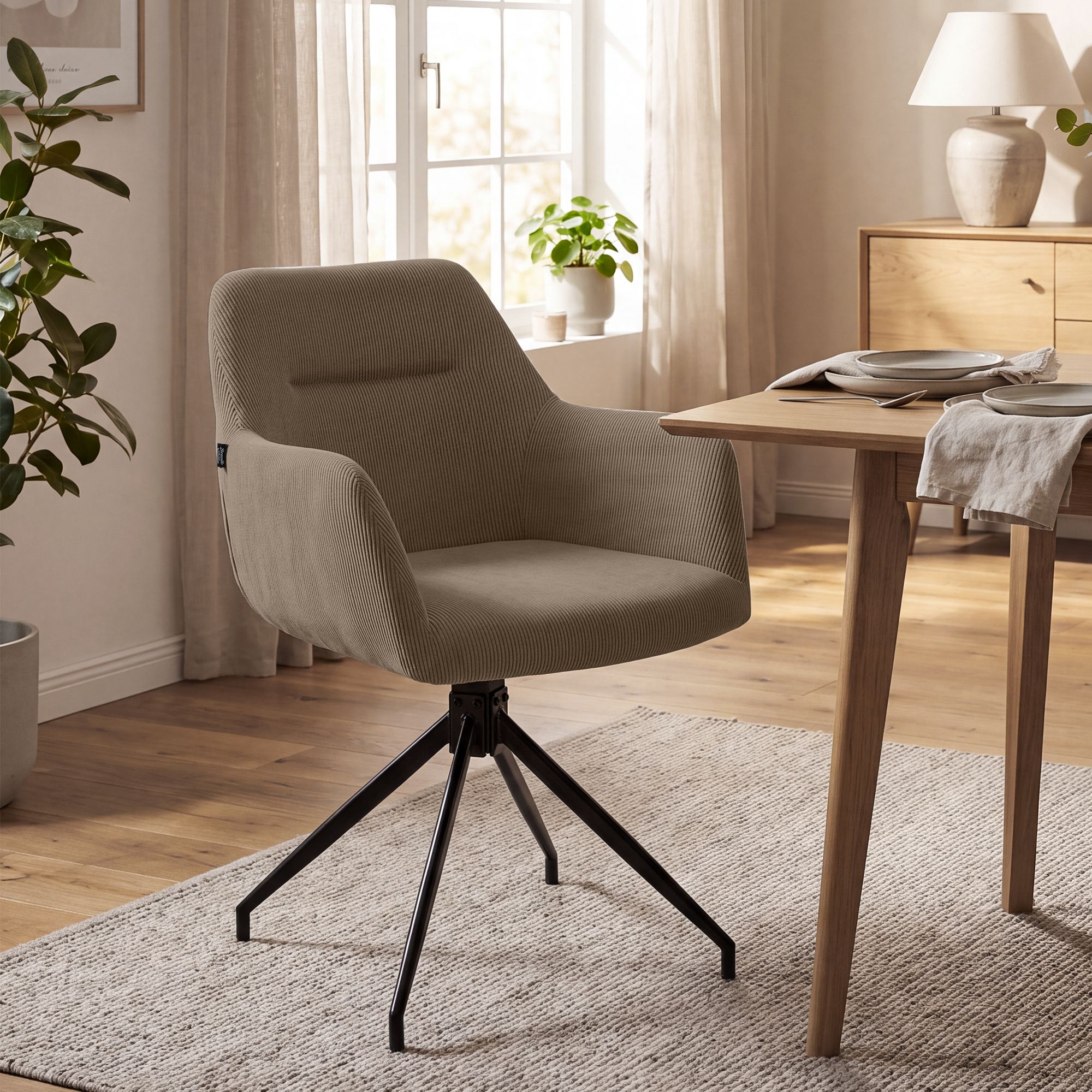 Silla de comedor Merlinda de pana