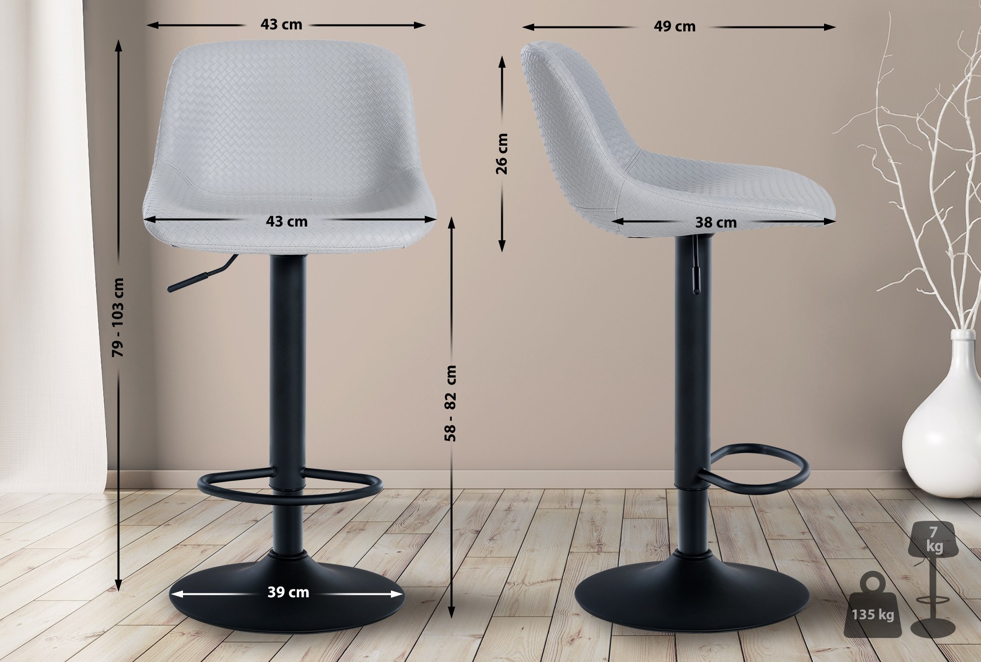 Set de 2 Taburetes de bar Loft