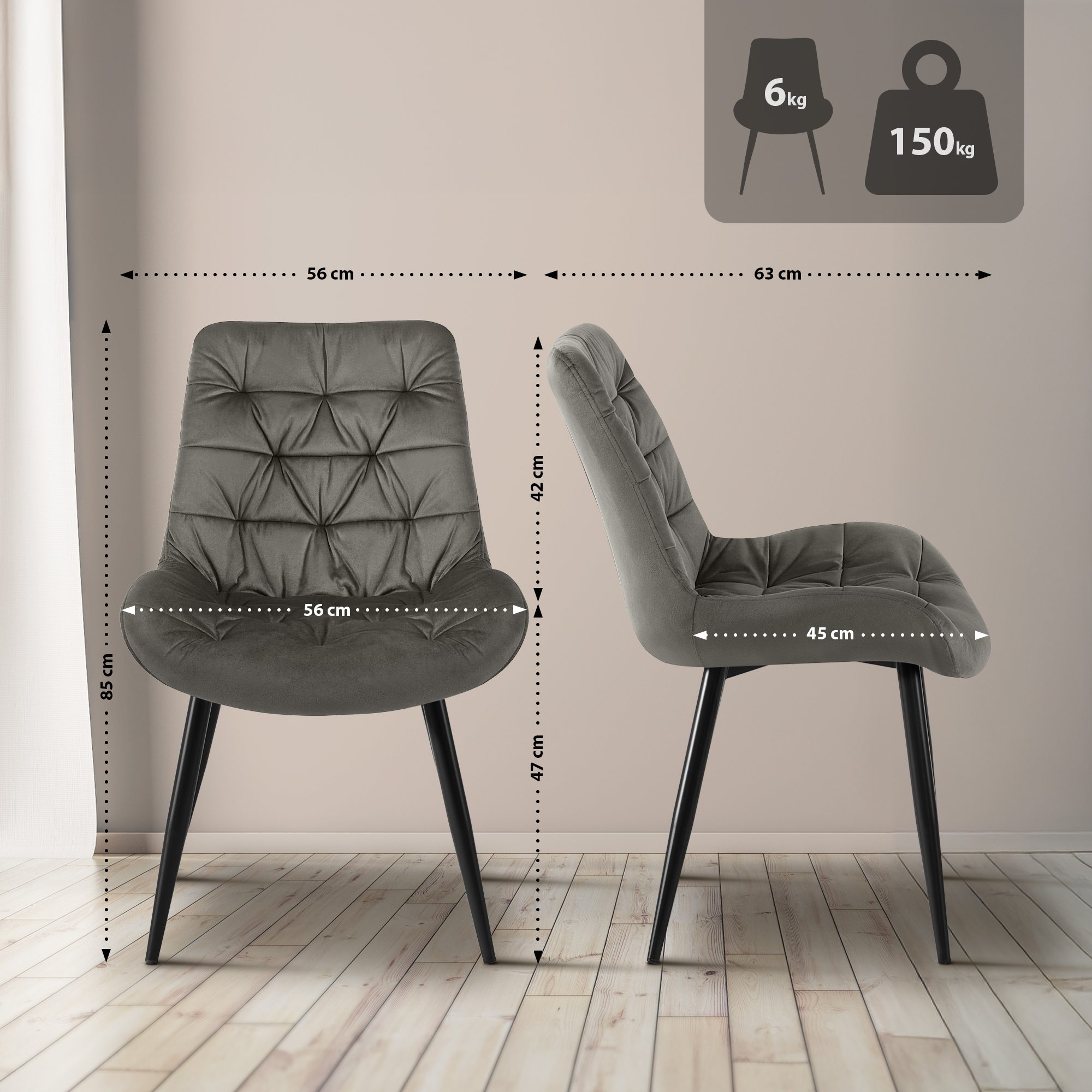 Silla de comedor de terciopelo Rossford