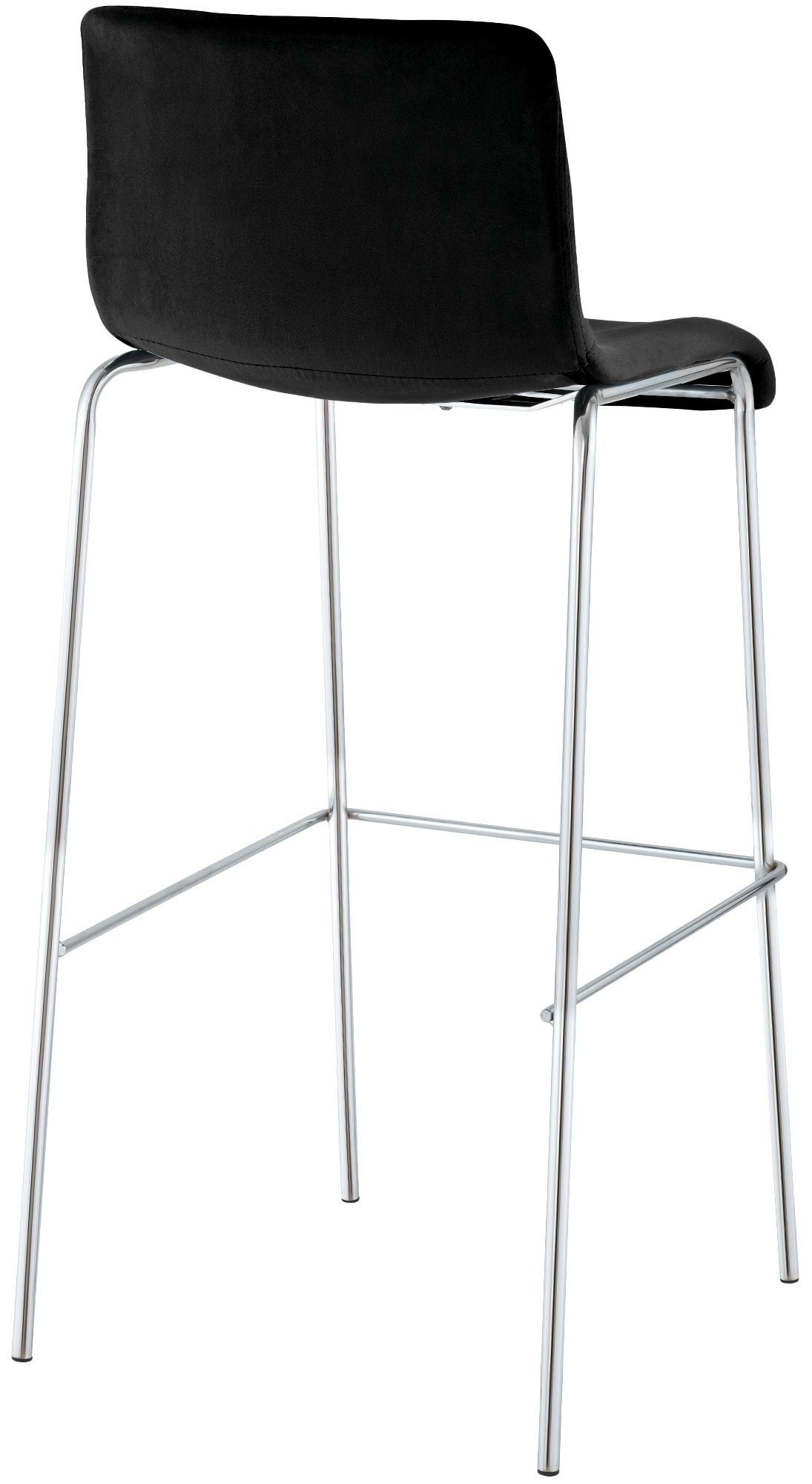 Taburete de barra Hover tapizado en terciopelo con estructura de cuatro patas cromada
