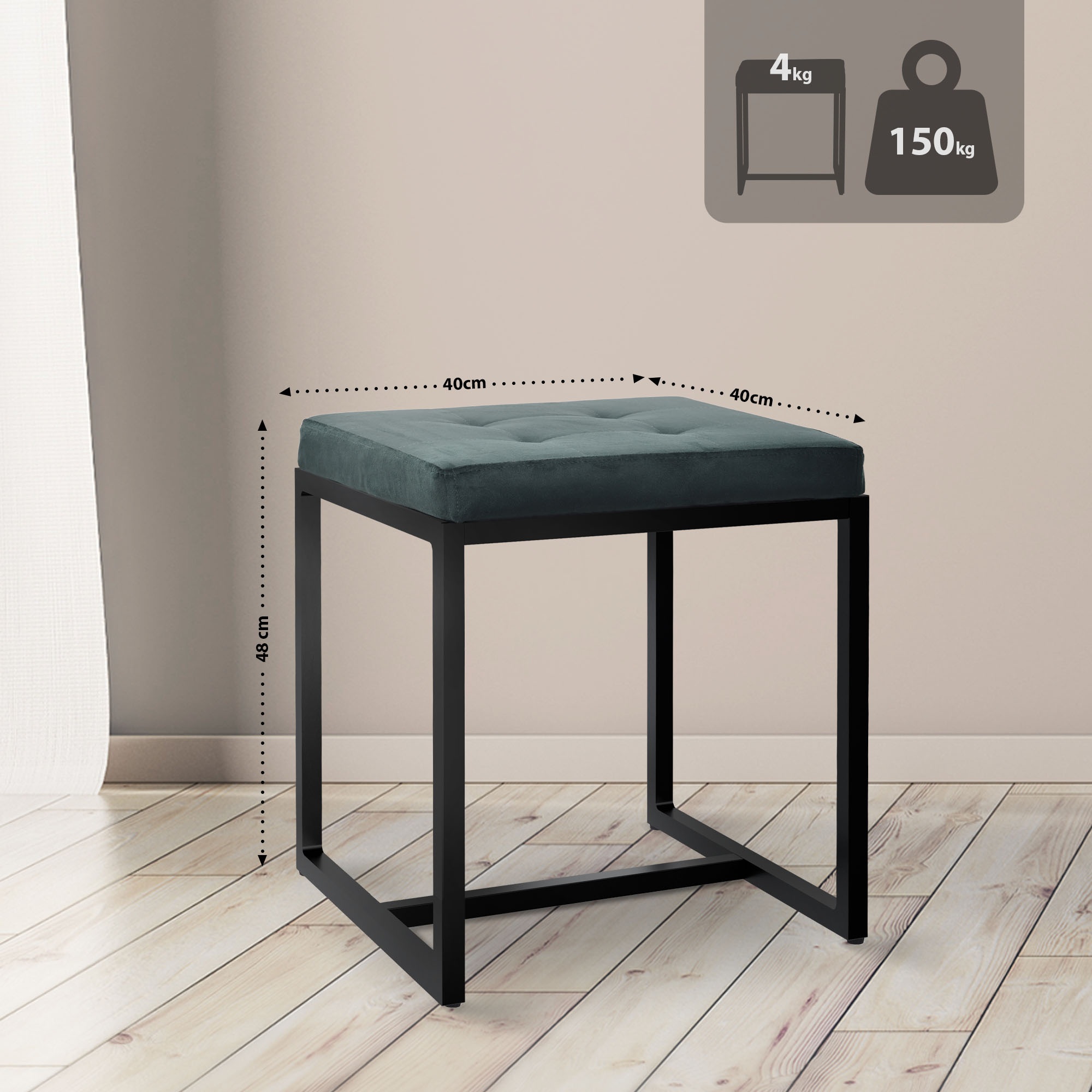 Taburete Barci con marco negro