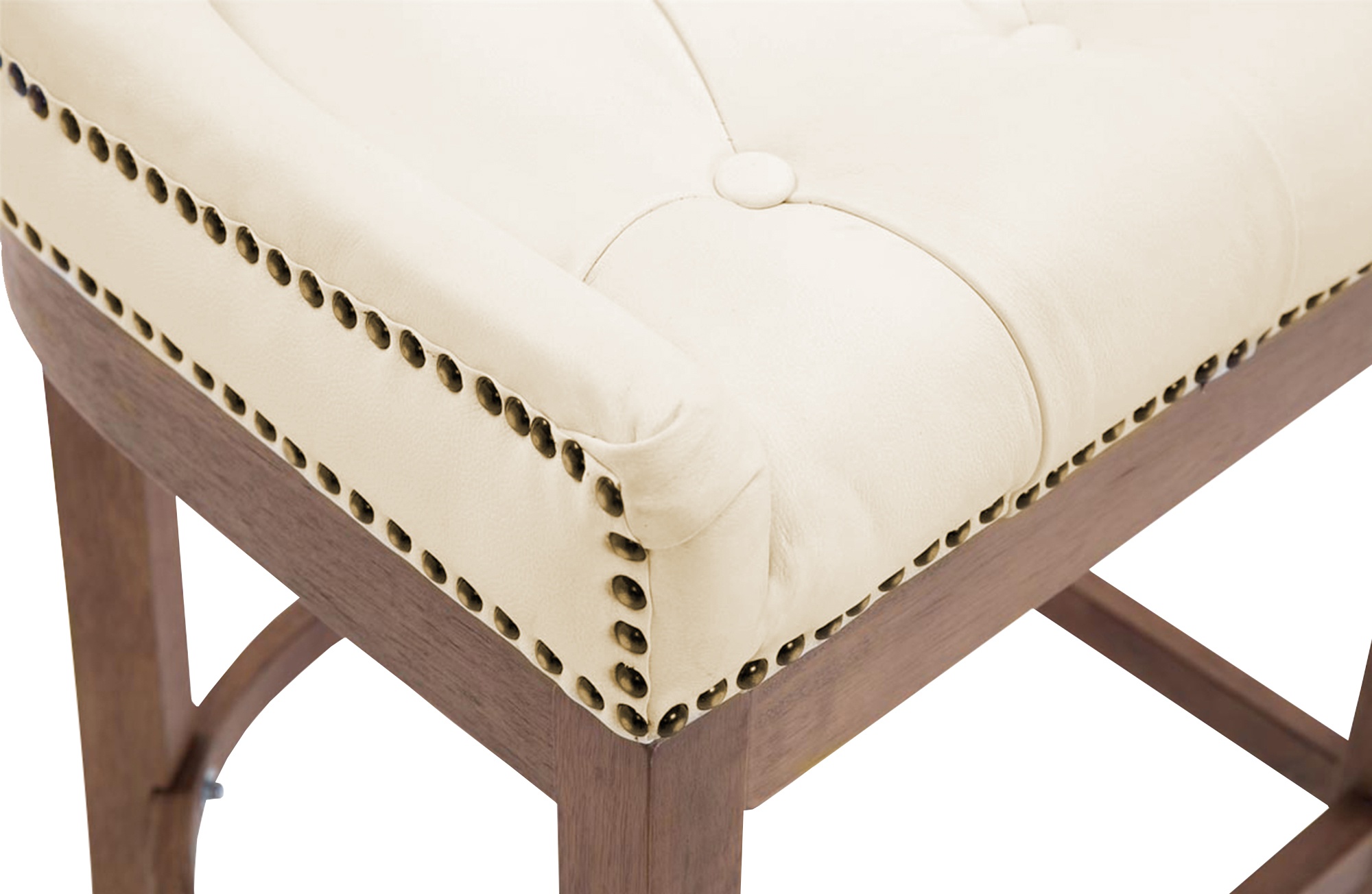 Taburete Lakewood Cuero Aútentico & Madera Clara
