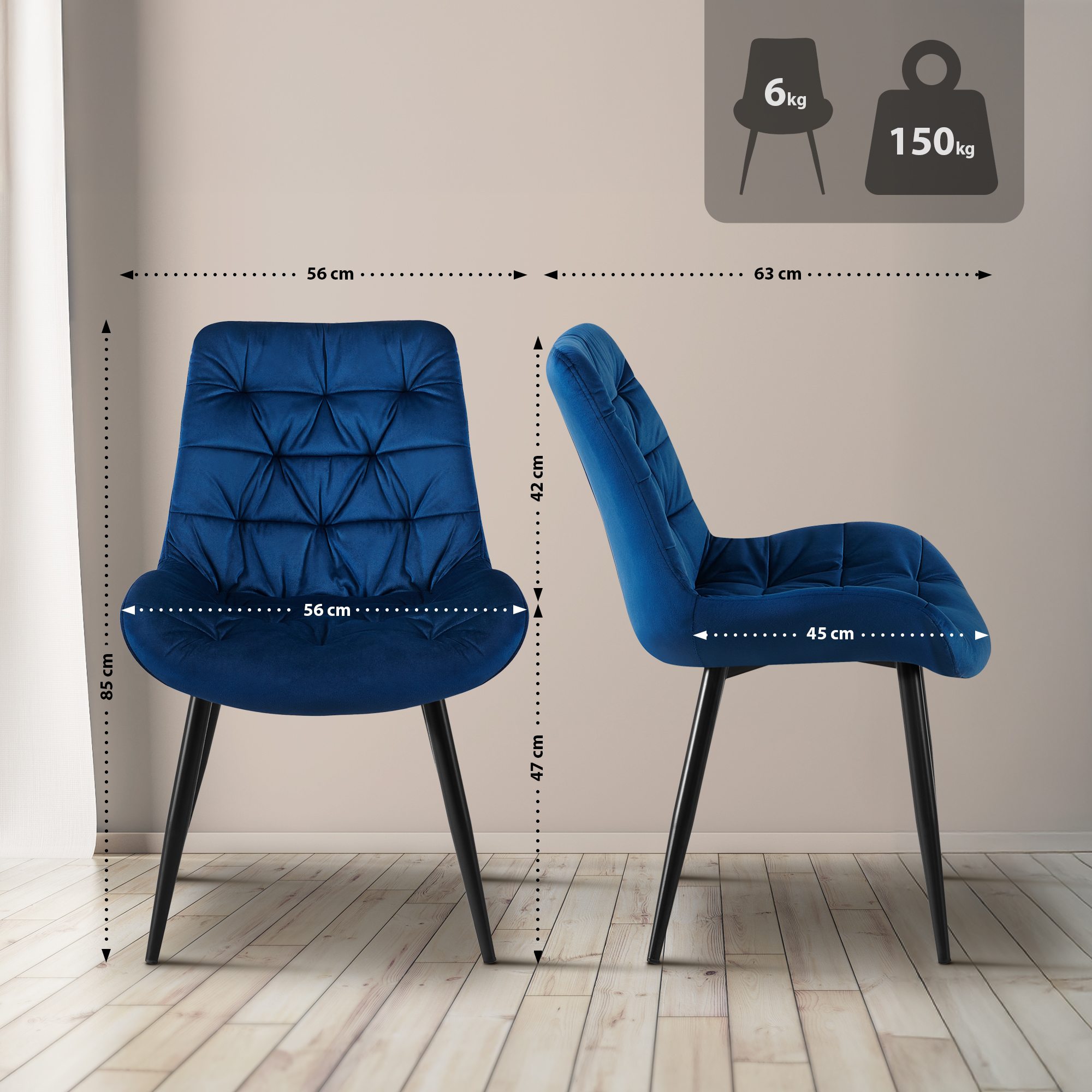 Silla de comedor de terciopelo Rossford