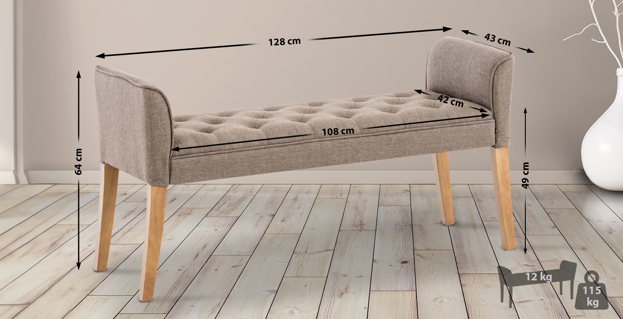 Chaise Longue Cleopatra Tapizado en Tela