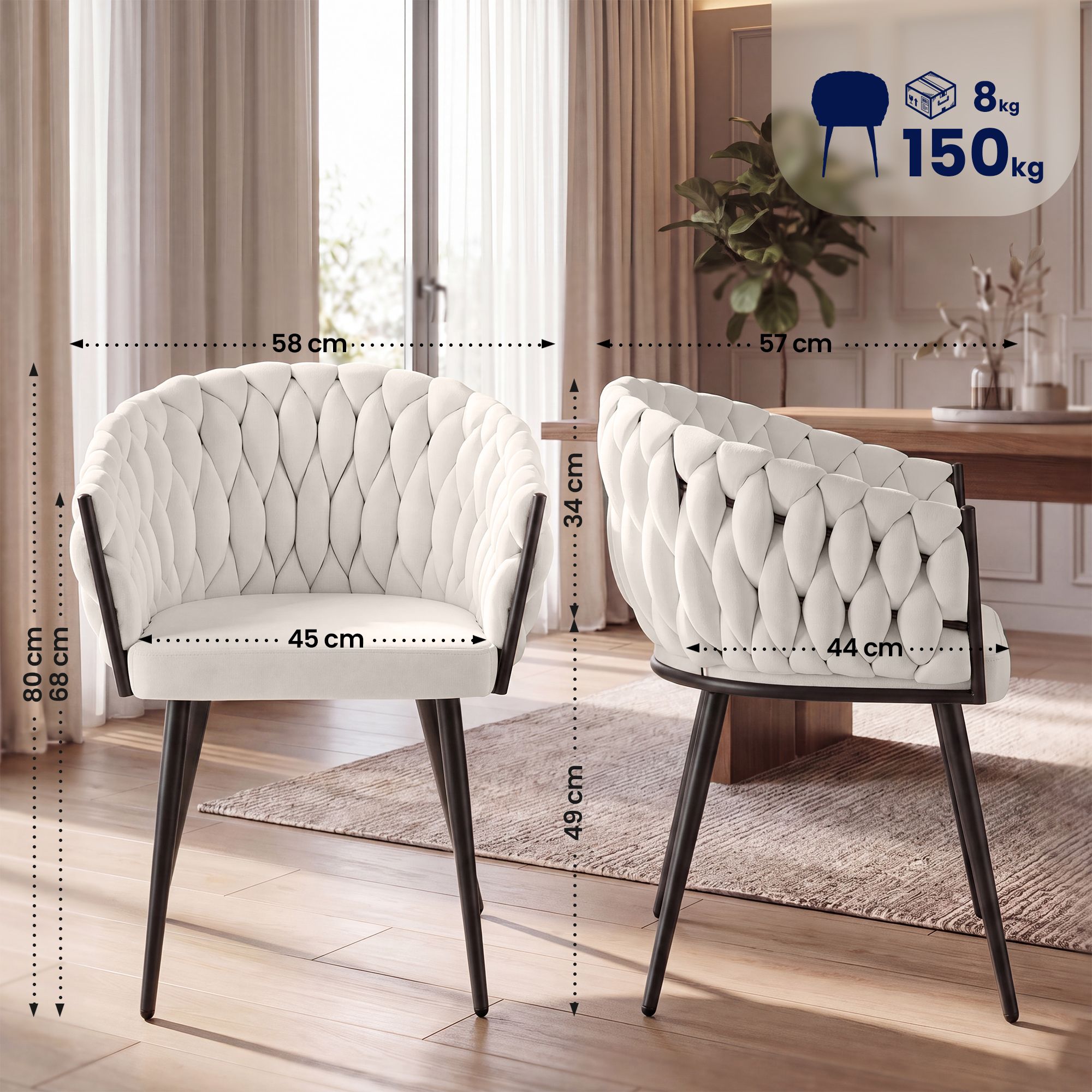 Silla de comedor Molise de terciopelo elegante y cómoda para tu hogar