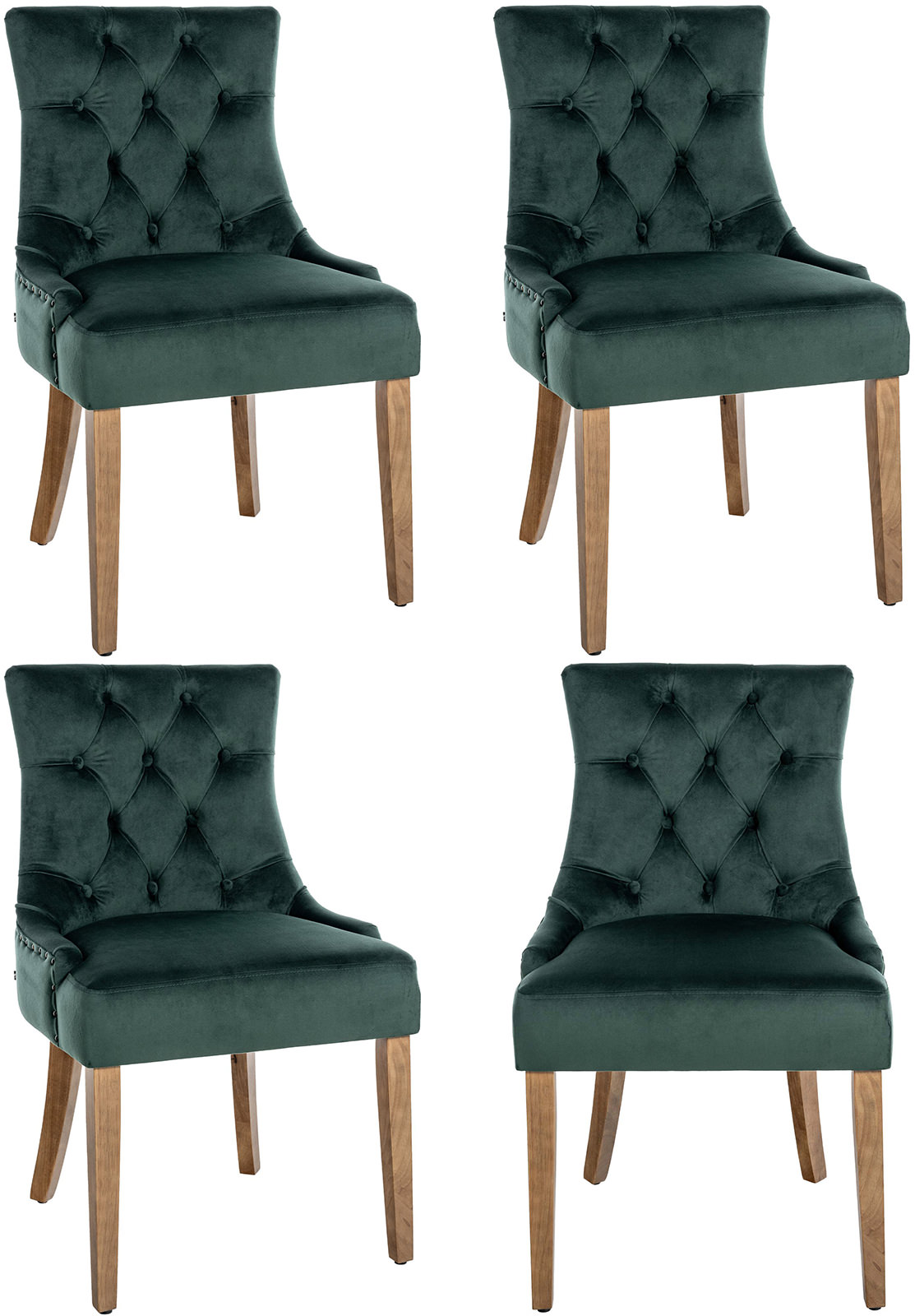 Juego de 4 sillas de comedor Aberdeen en terciopelo