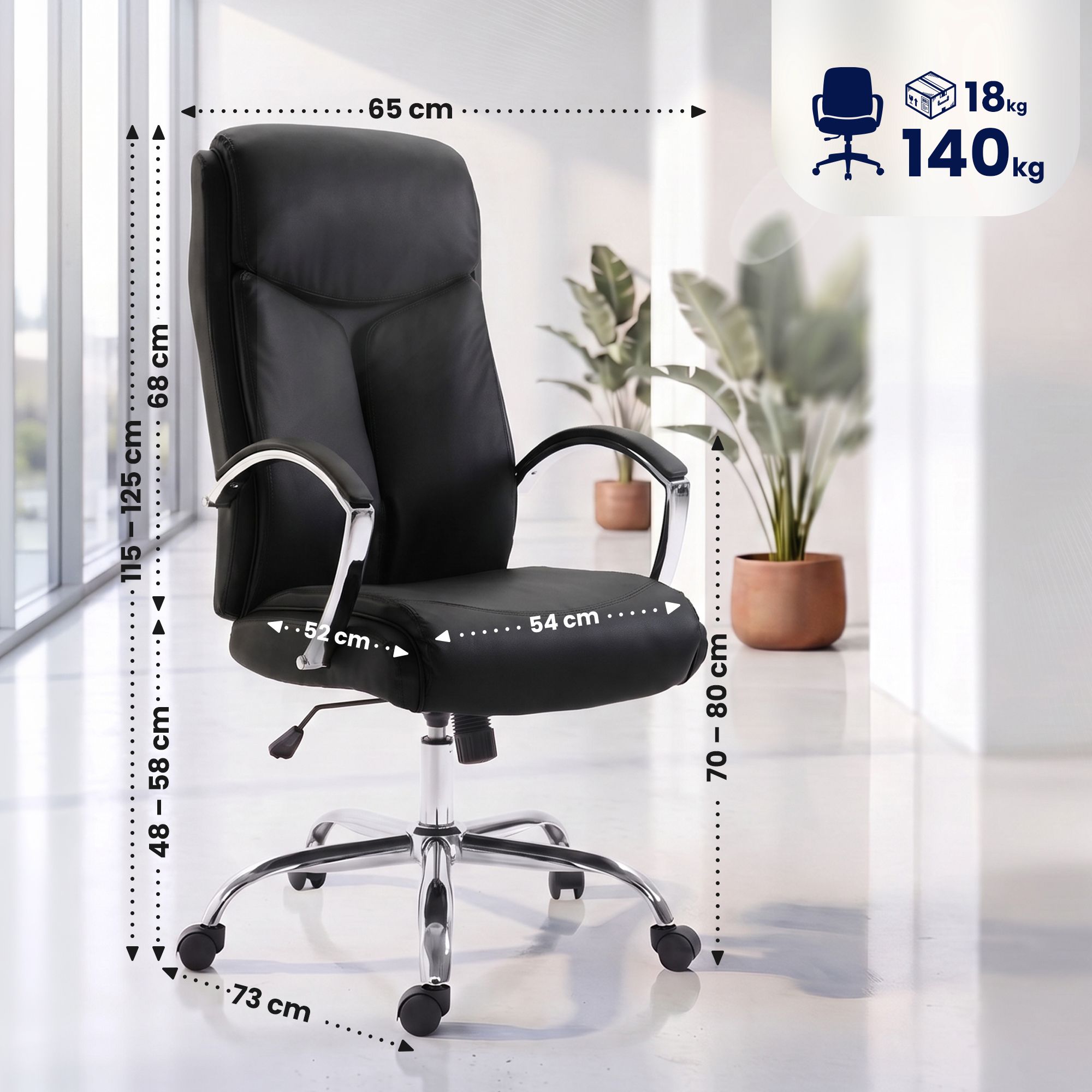 Silla de oficina Arlen de piel sintética
