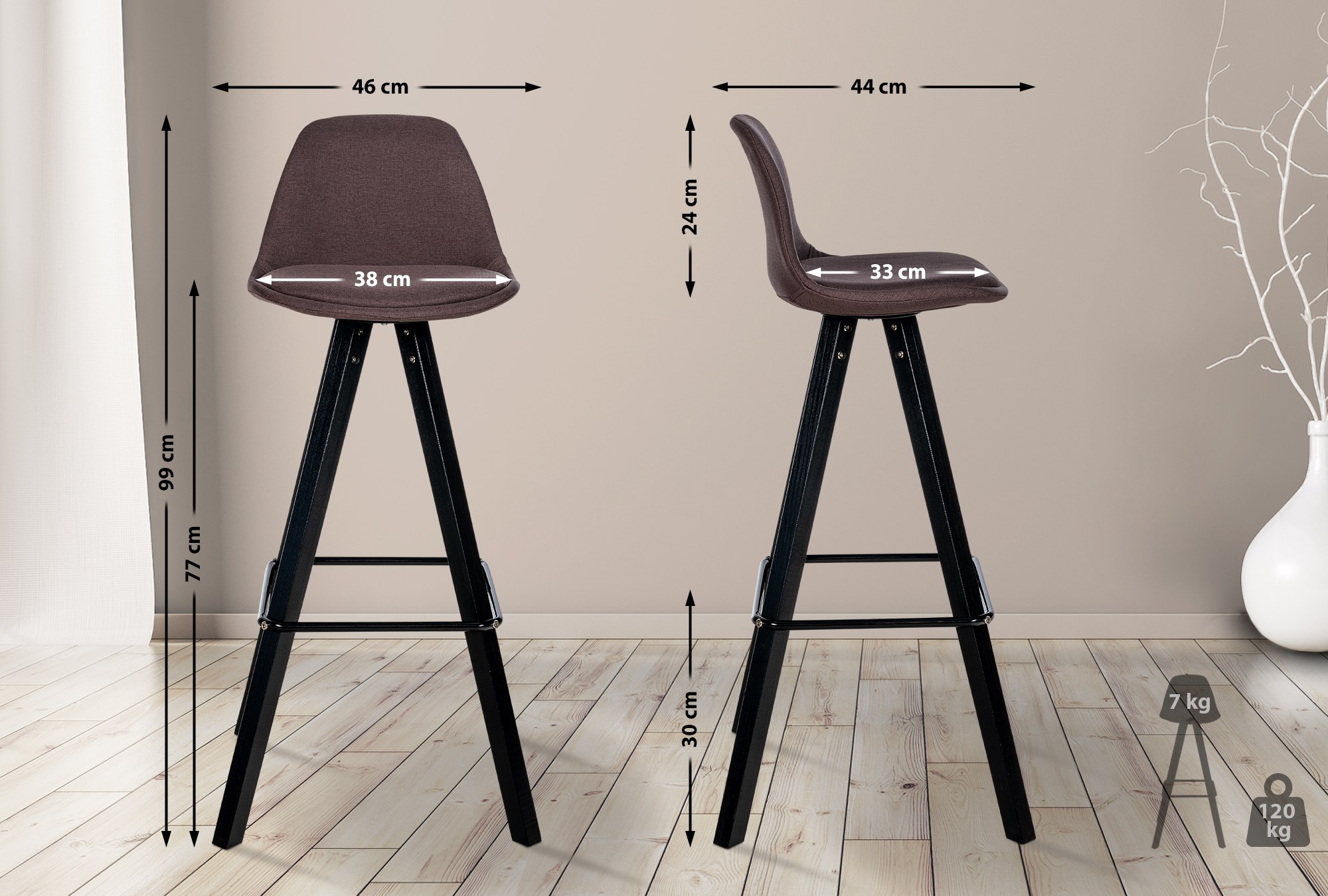 Taburete de bar Corbin Tela Cuadrado