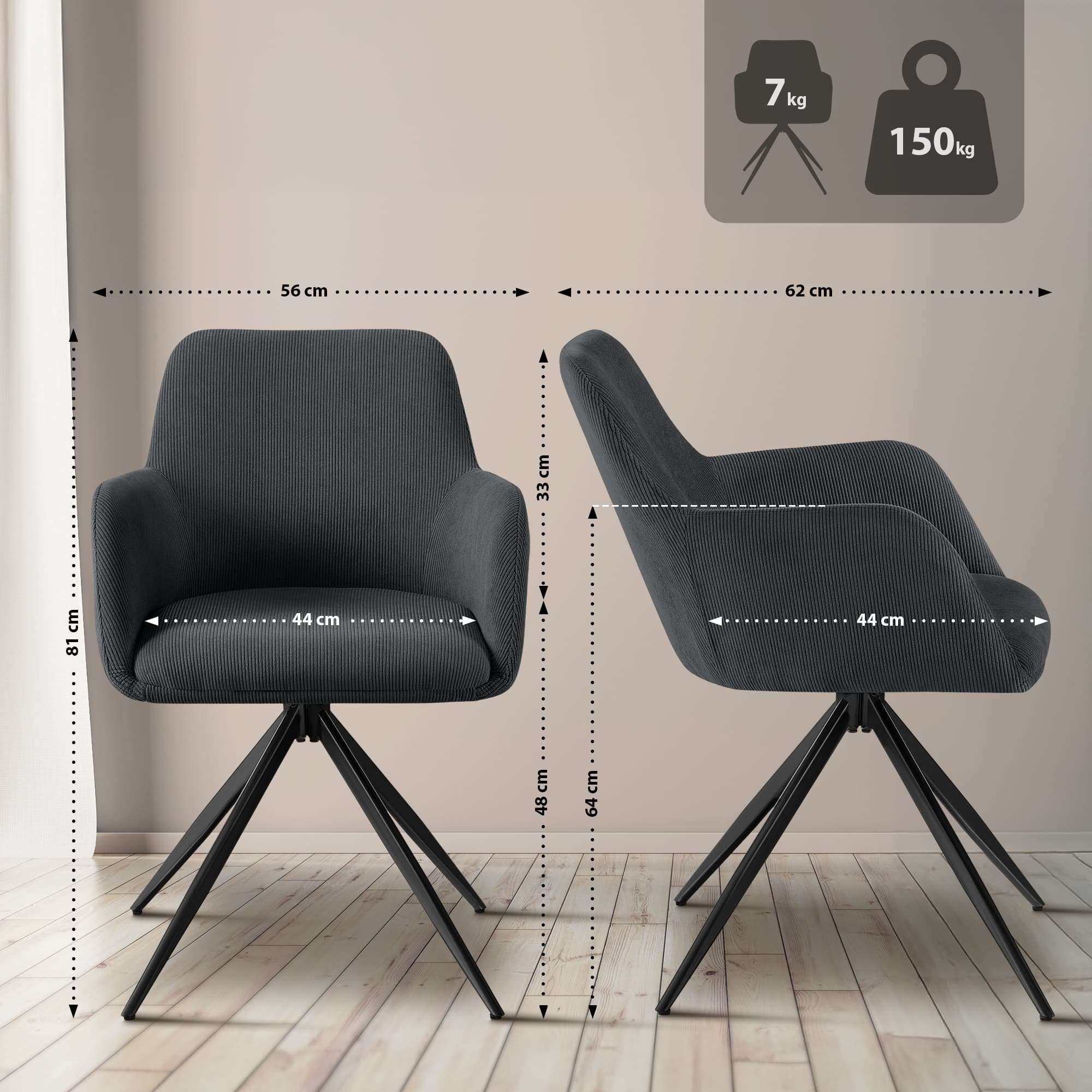 Silla de comedor Olema Cord