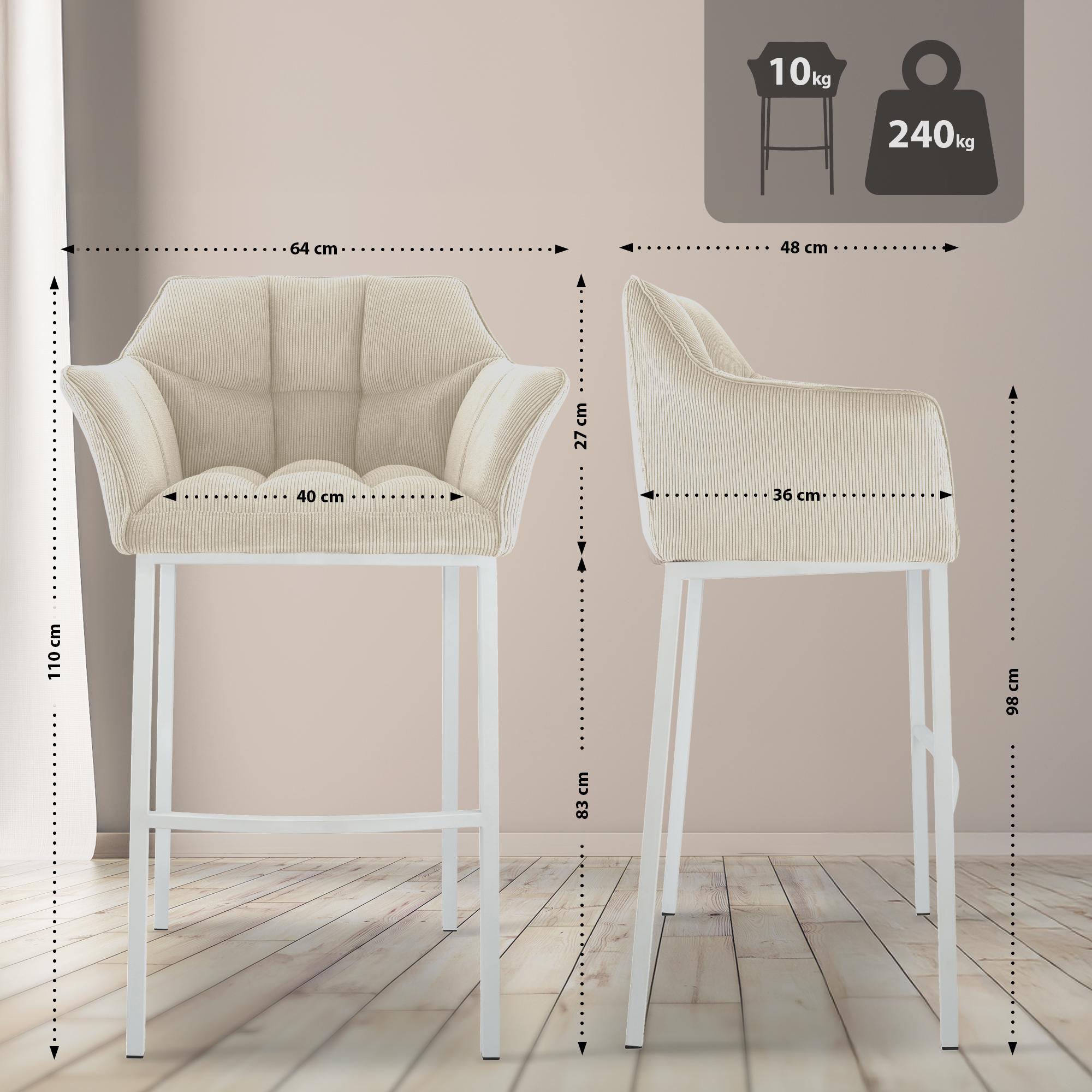Taburete de bar Damaso Cord con base de cuatro patas