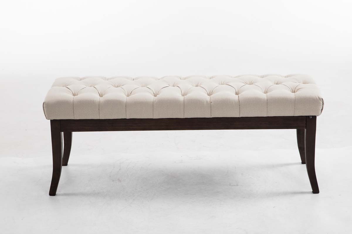 Taburete Recibidor Ramses En Tela & Madera Oscura