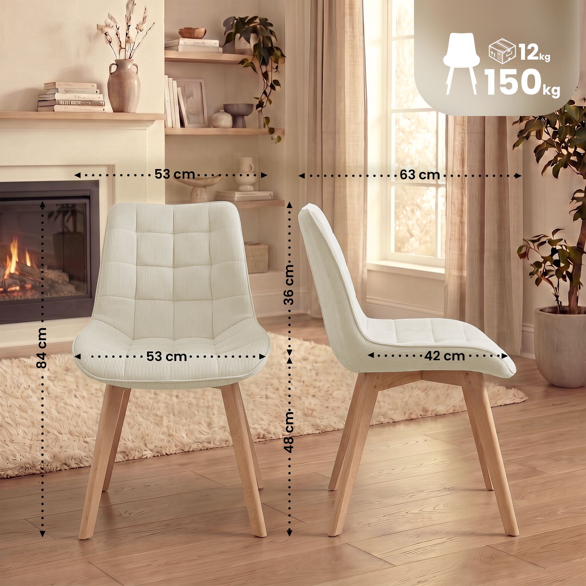 Silla de comedor Brook de pana