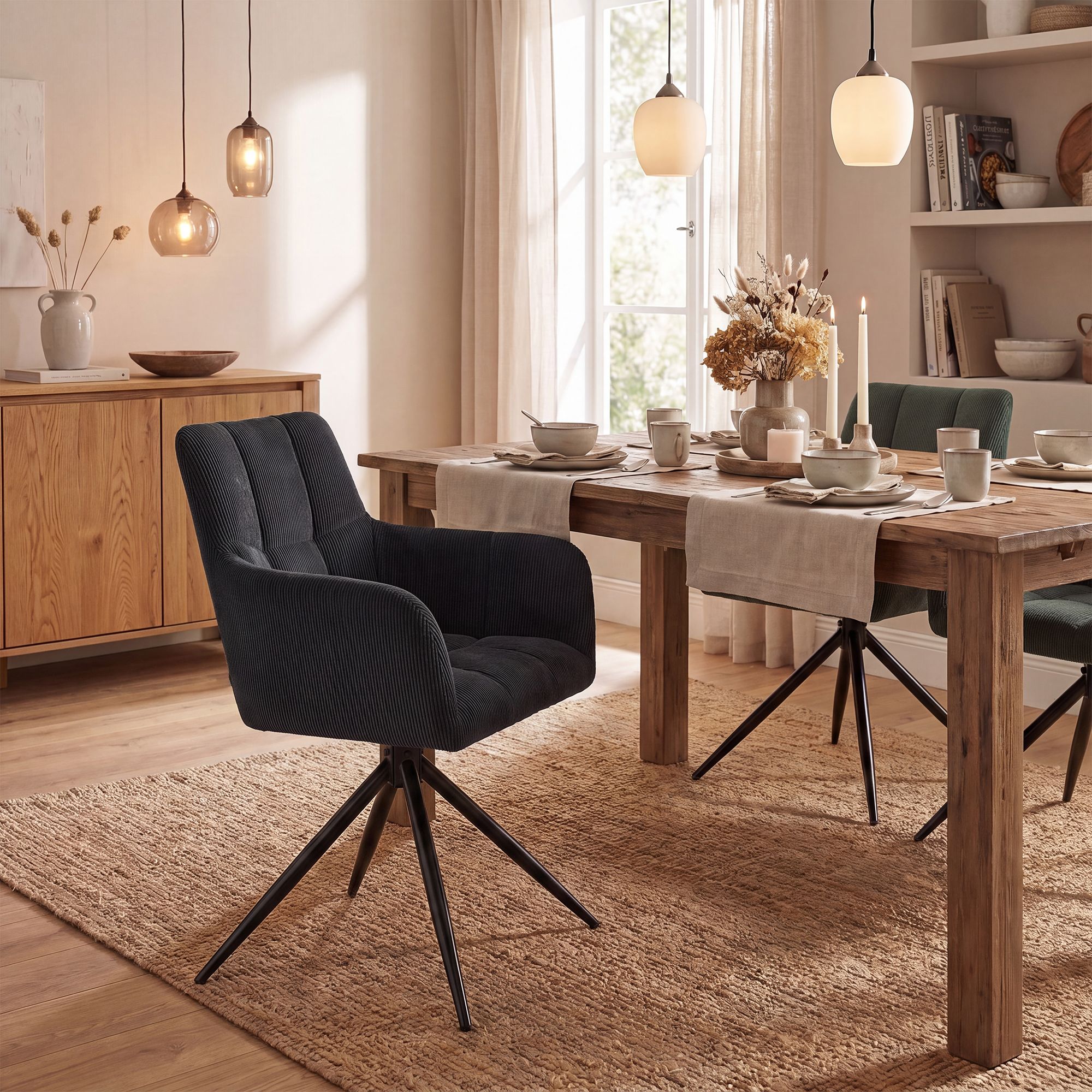 Silla de comedor Jonah de pana