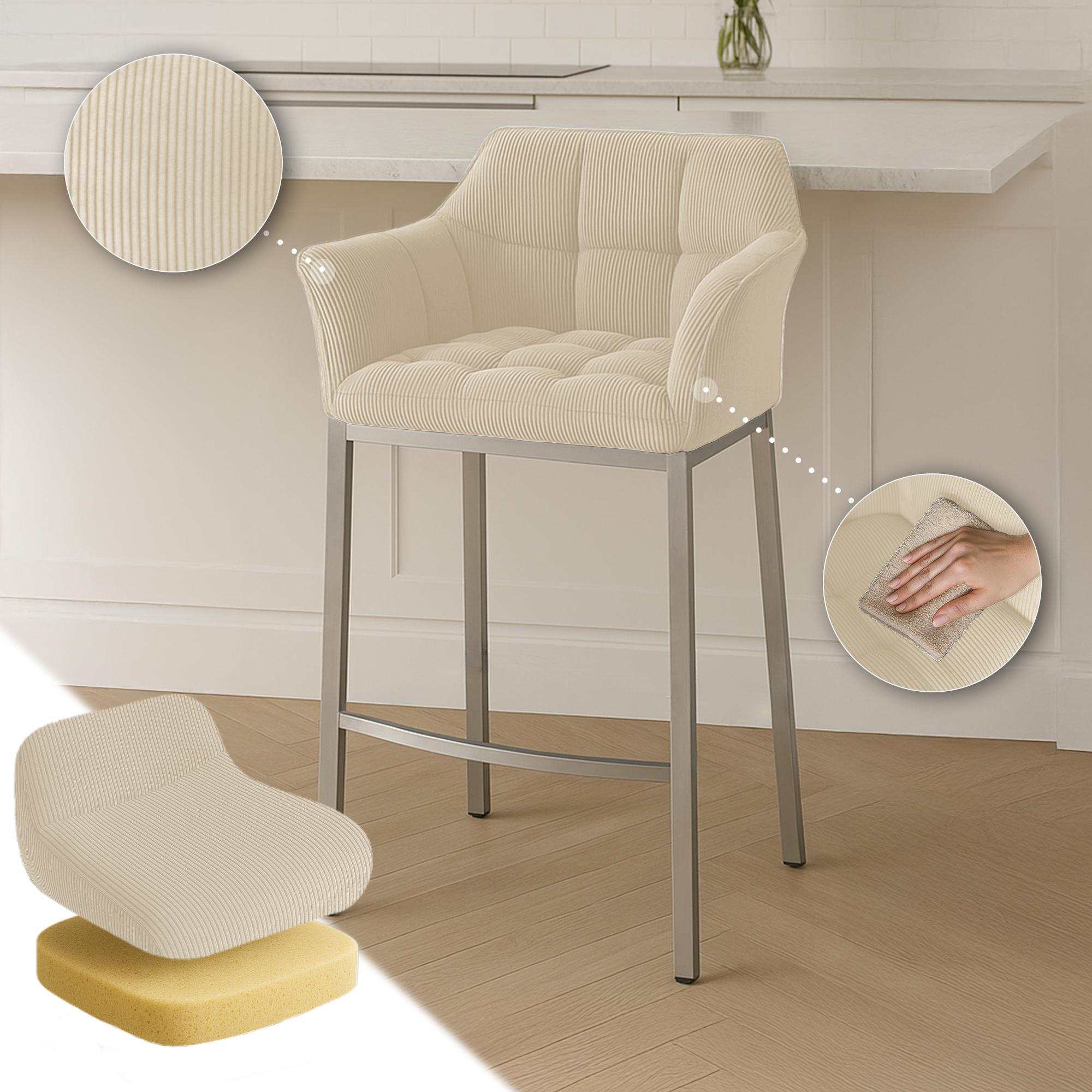 Taburete de bar Damaso Cord con base de cuatro patas