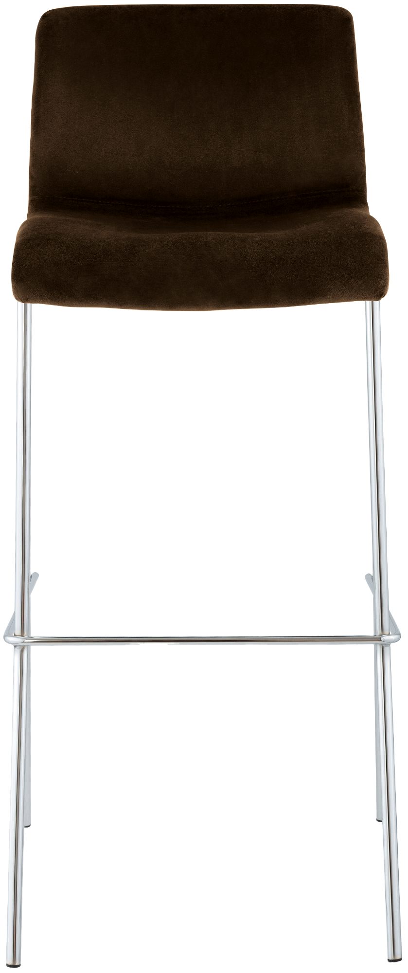 Taburete de barra Hover tapizado en terciopelo con estructura de cuatro patas cromada