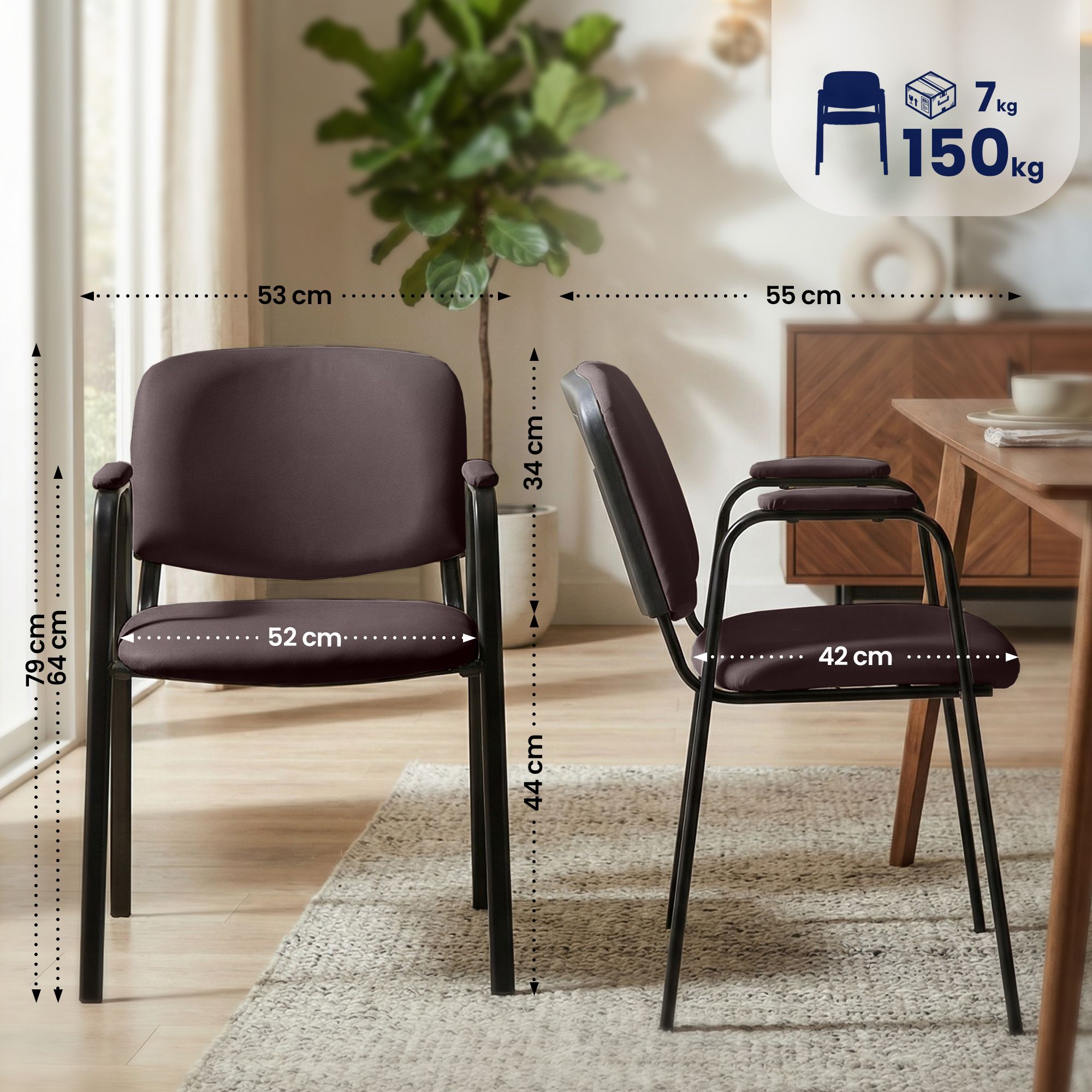 Set de 4 sillas apilables Ken Pro de piel sintética