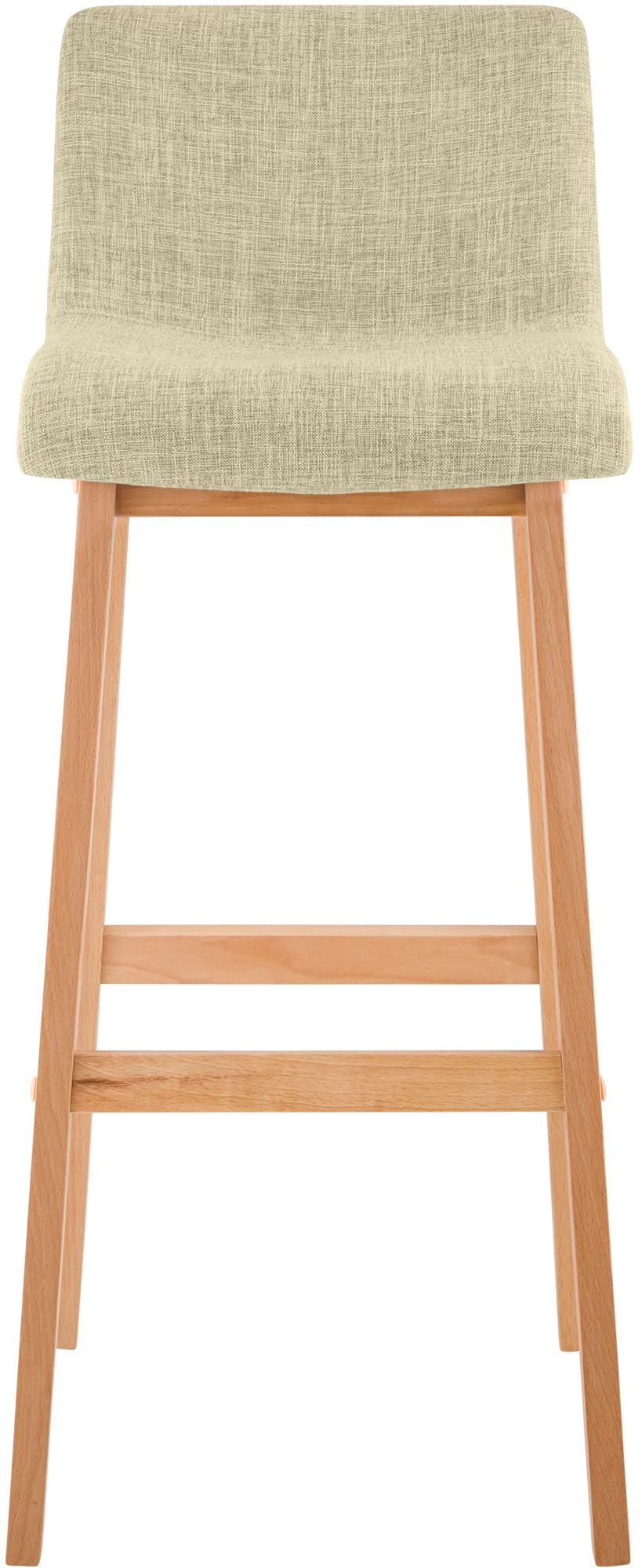 Juego de 2 taburetes de bar Hover, asiento de tela, patas de madera de haya natural