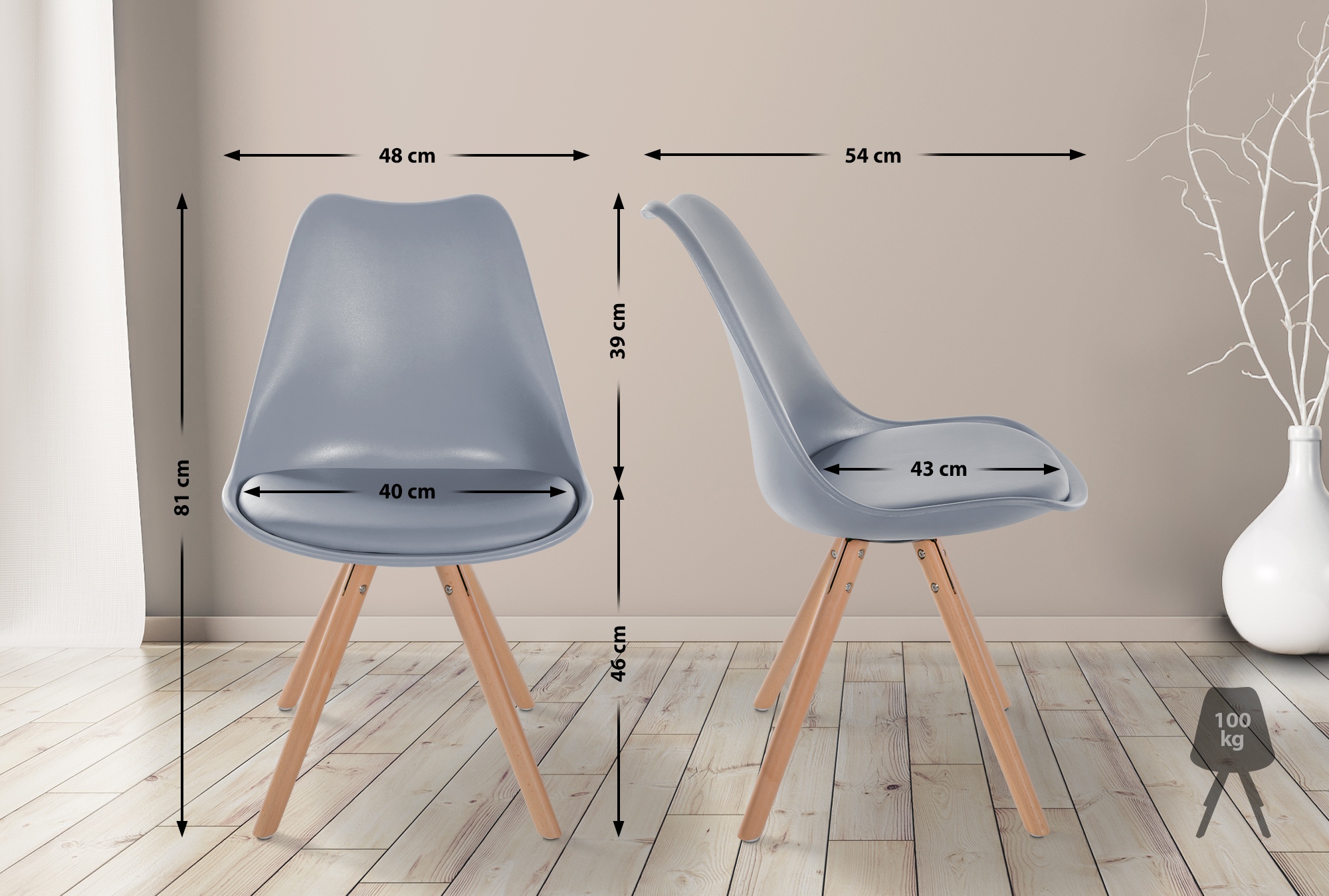 Silla de salón Sofía en polipiel y plástico