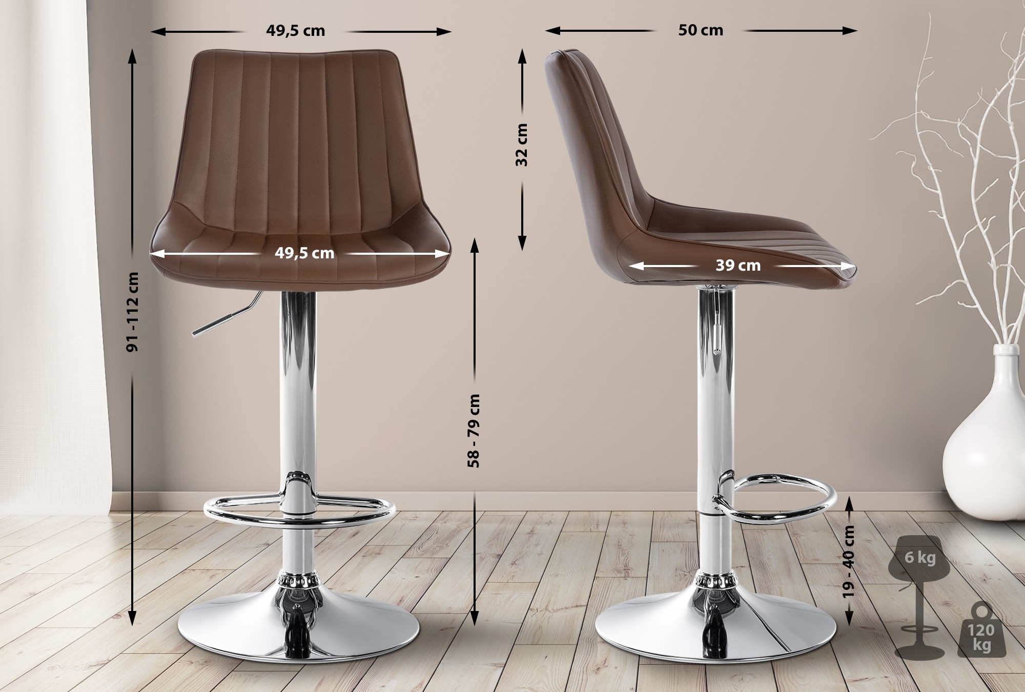 Taburete de bar Toni en piel sintética