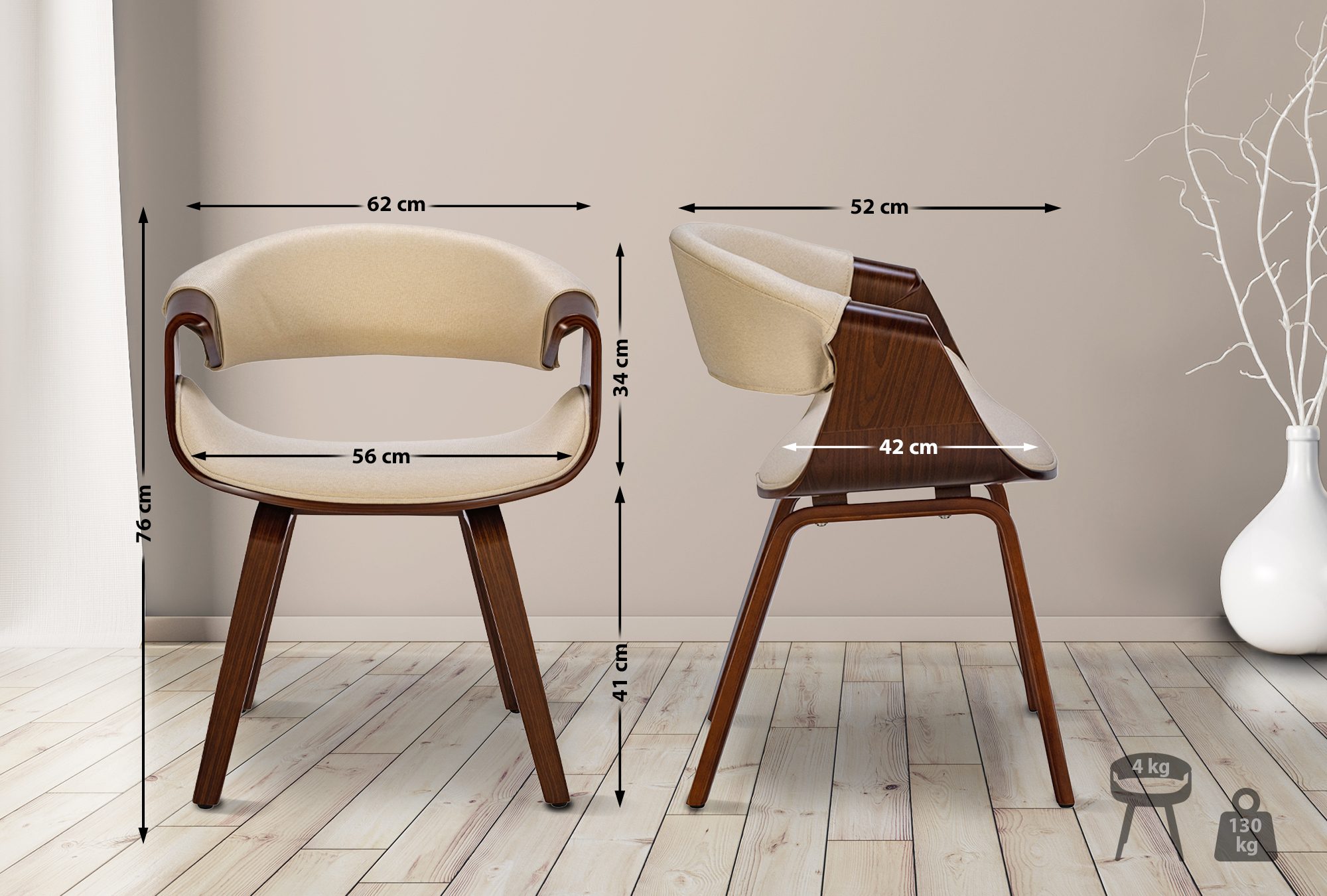 Set de 2 Sillas de comedor Foley