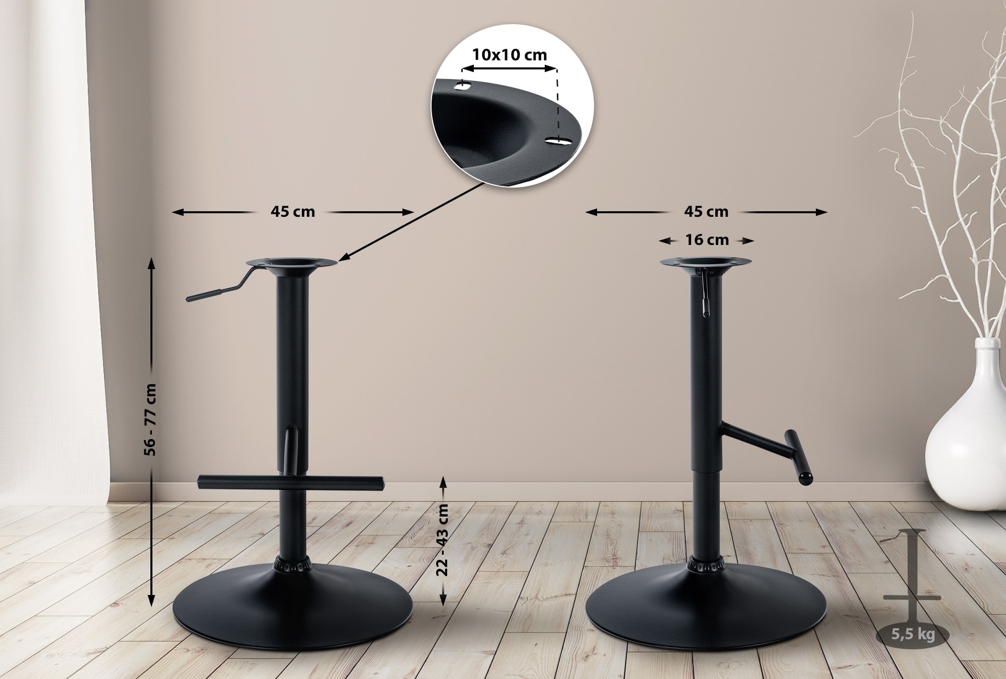 Repuesto para taburetes de bar en forma de T