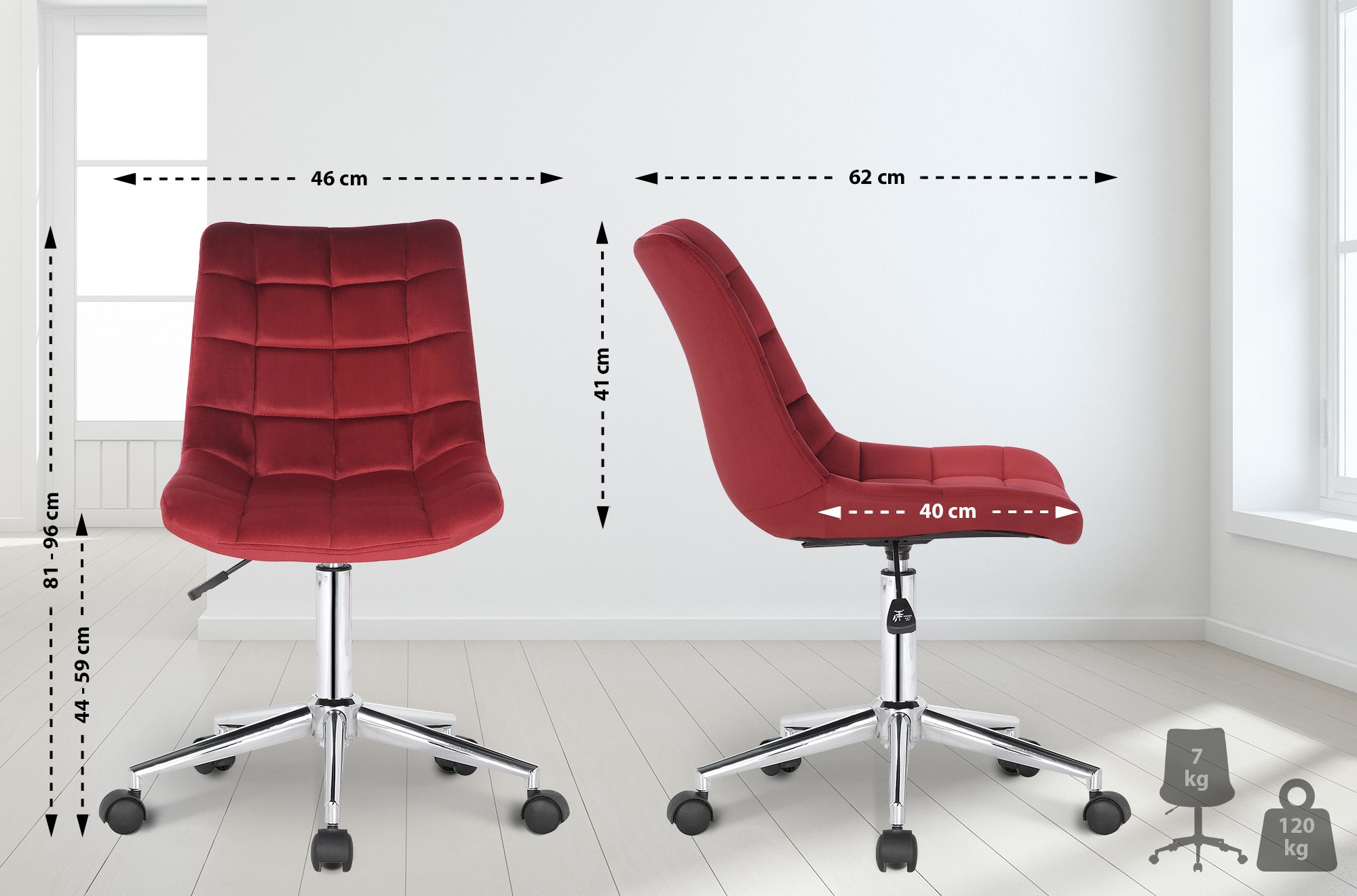 Silla de oficina Medford en terciopelo