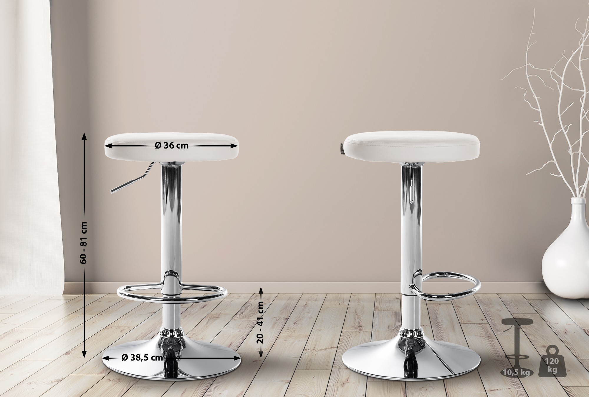 Set de 2 taburetes de bar Ponte en polipiel