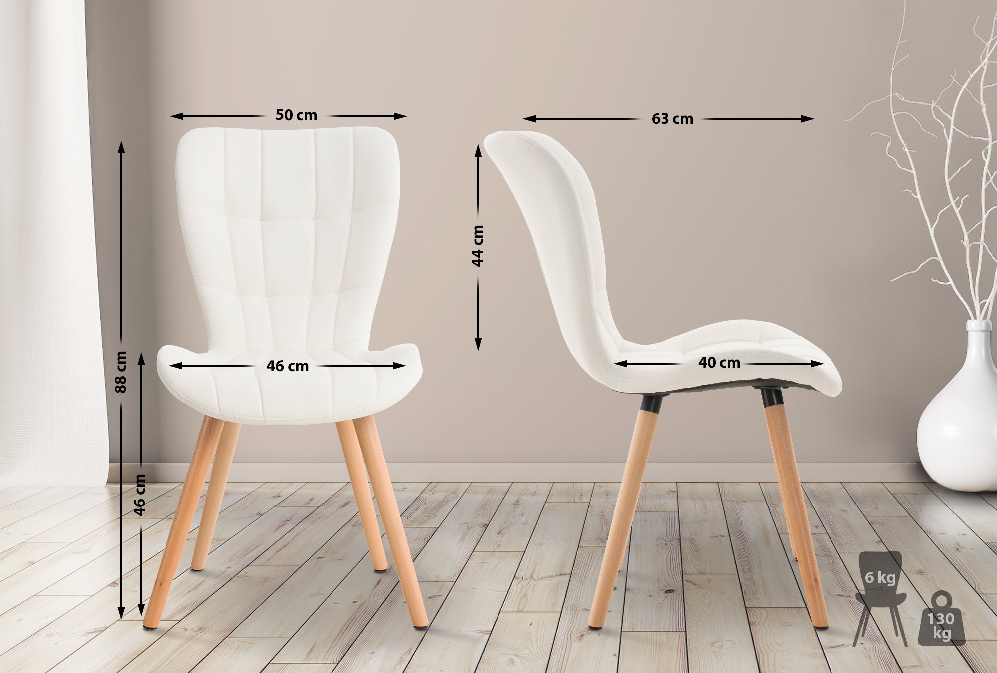 Set de 2 sillas de comedor Elda