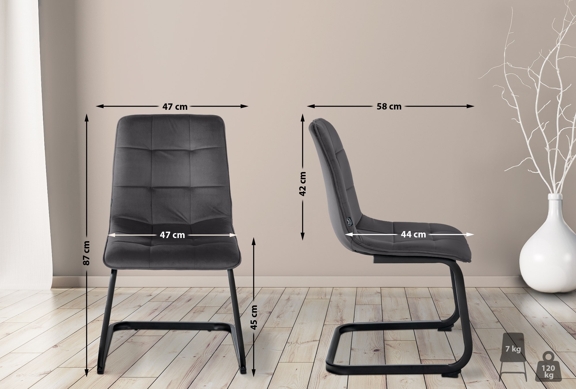 Silla de comedor Vermont en terciopelo
