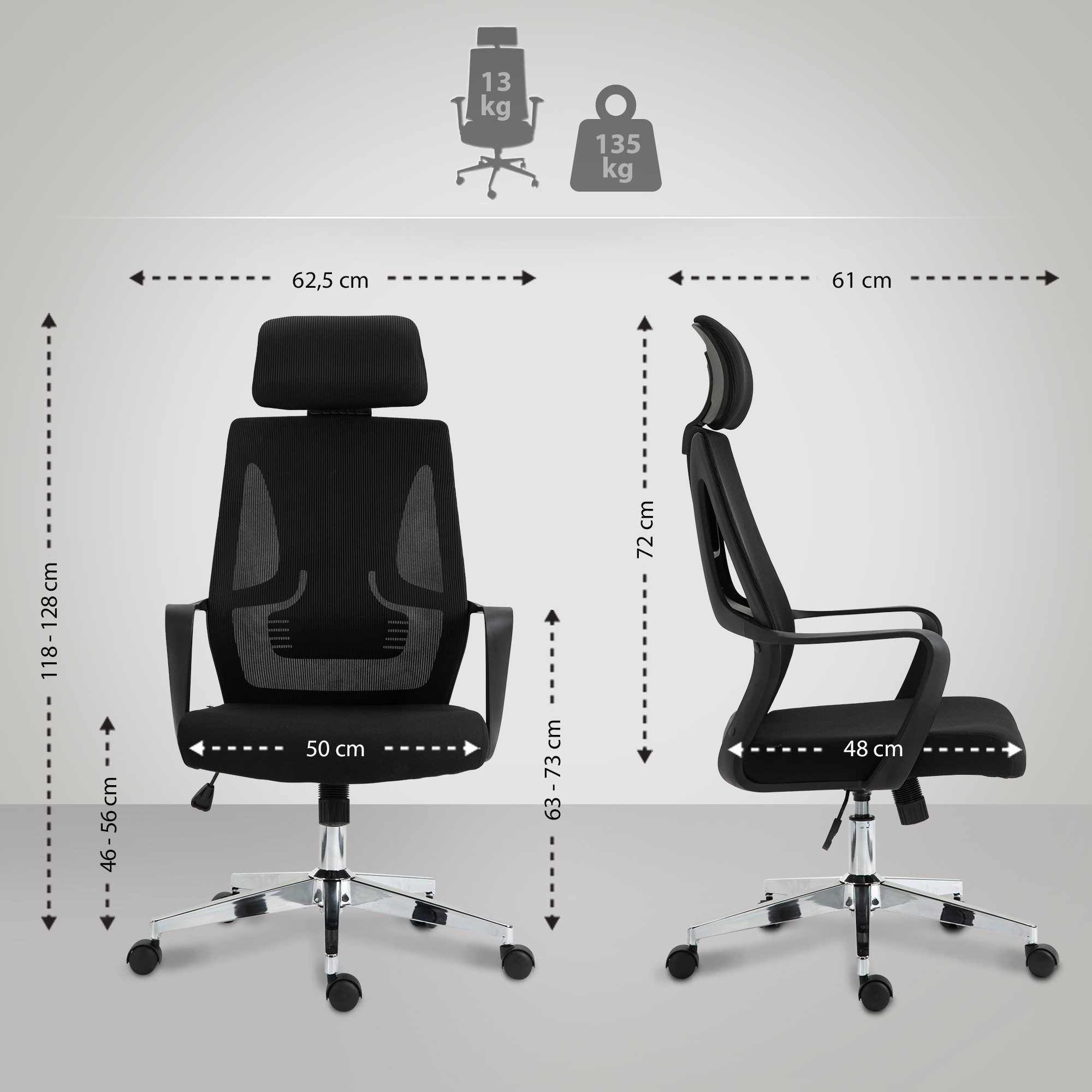 Silla de oficina Kanab con reposacabezas