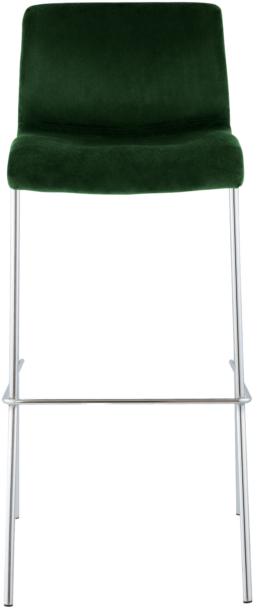 Taburete de barra Hover tapizado en terciopelo con estructura de cuatro patas cromada