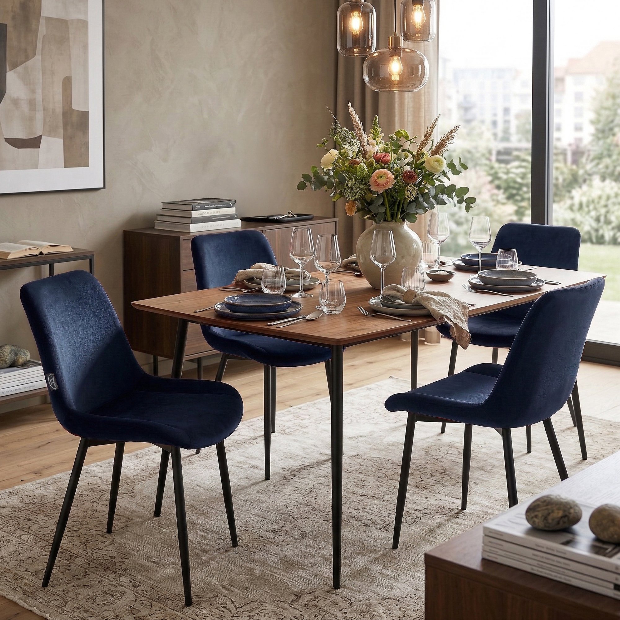 Juego de 2 Sillas de Comedor Victoria de Terciopelo
